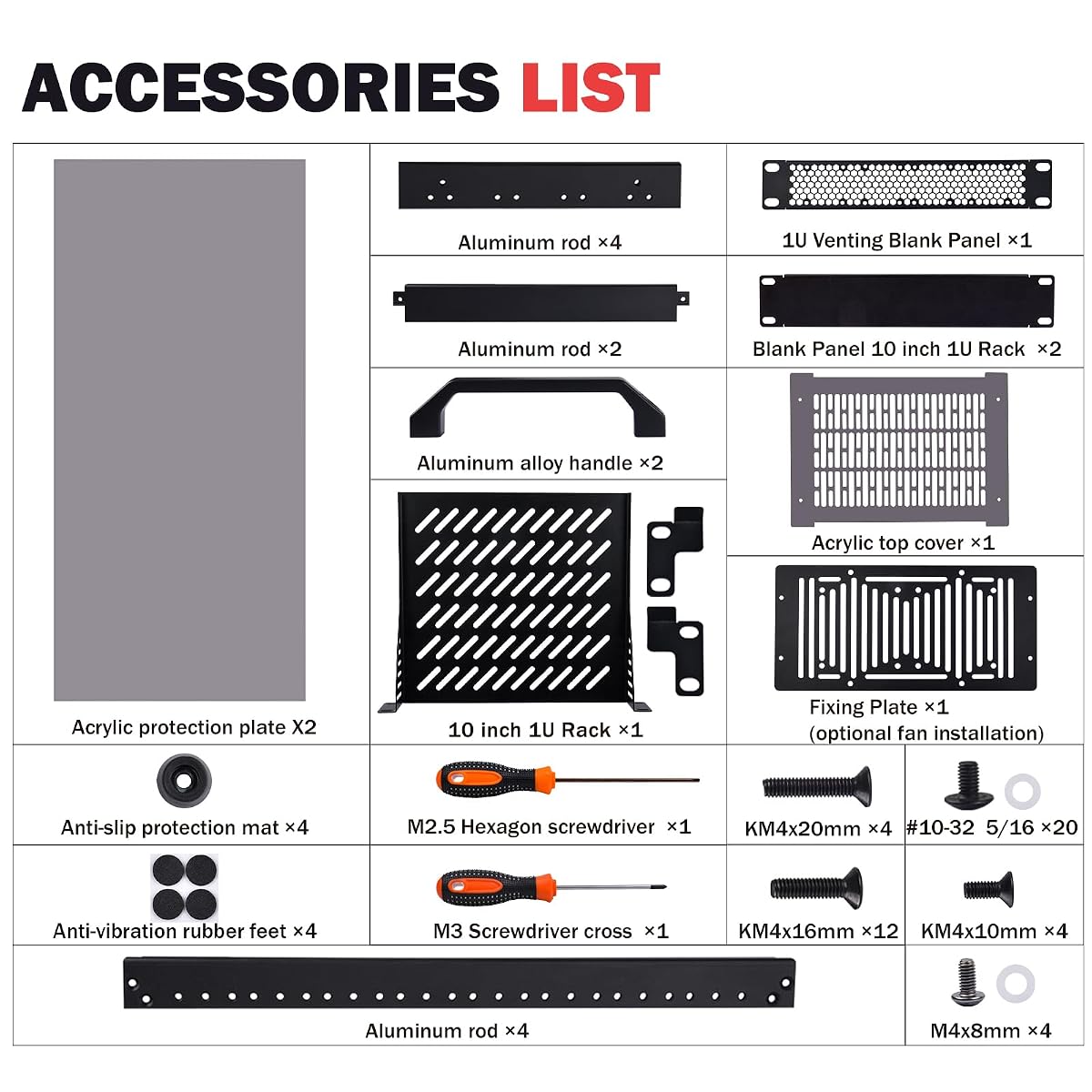 GeeekPi DeskPi RackMate T1, 10-calowa szafa serwerowa 8U, mini rack o głębokości 200mm z półką i pustym panelem, do 10-calowego sprzętu AV, NAS i serwera (czarny)