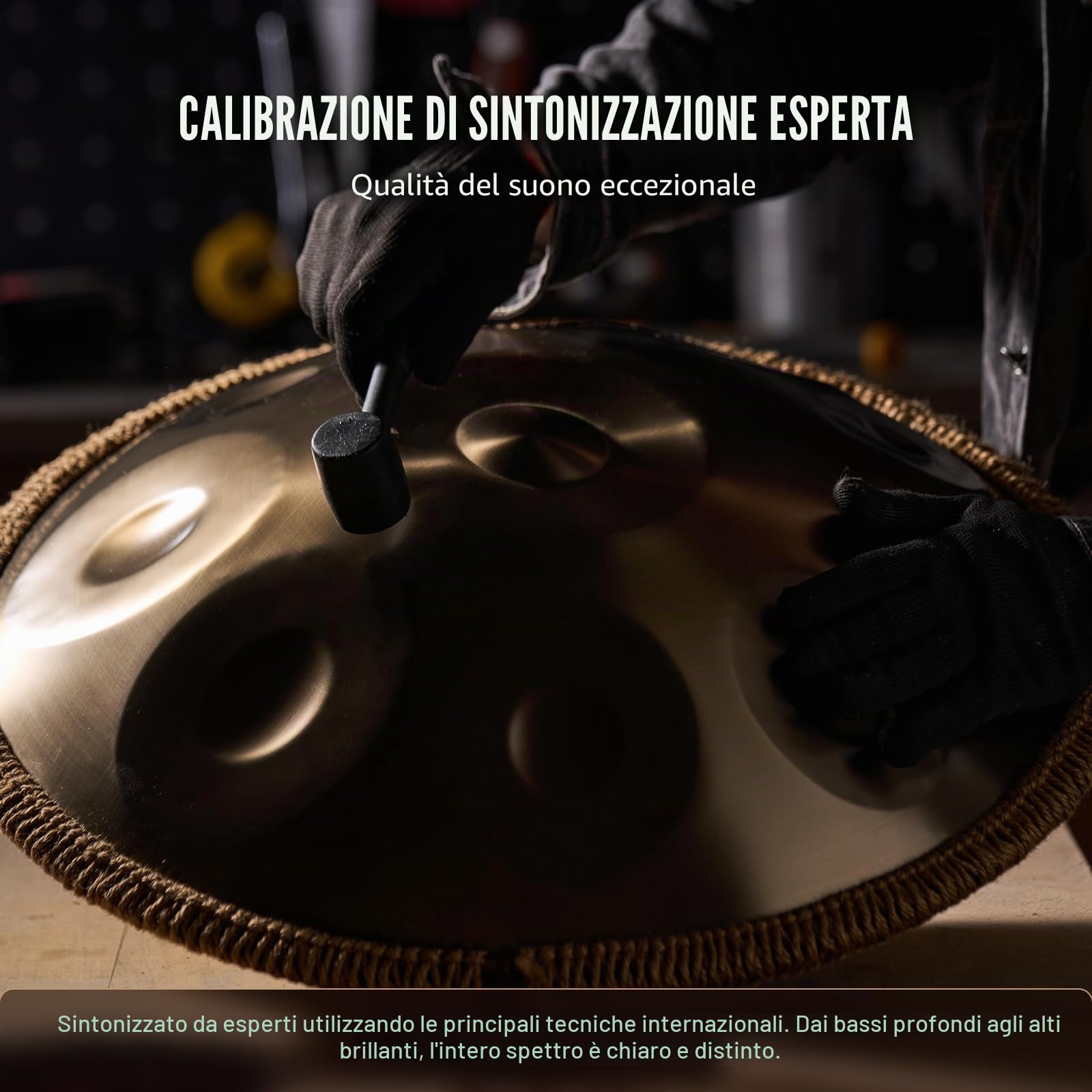 VEVOR Tamburo a Mano 550 mm, 9 Note in Re Minore, Strumento con Mazze, Supporto e Borsa per Trasporto, Tamburo Sonoro Curativo per Adulti Principianti