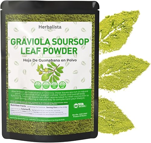 5oz (170g) Polvo de hoja de guanábana pura - Graviola 100% natural (Hoja de Guanábana) | Sin gluten, sin azúcar, vegano, sin aditivos | Calidad