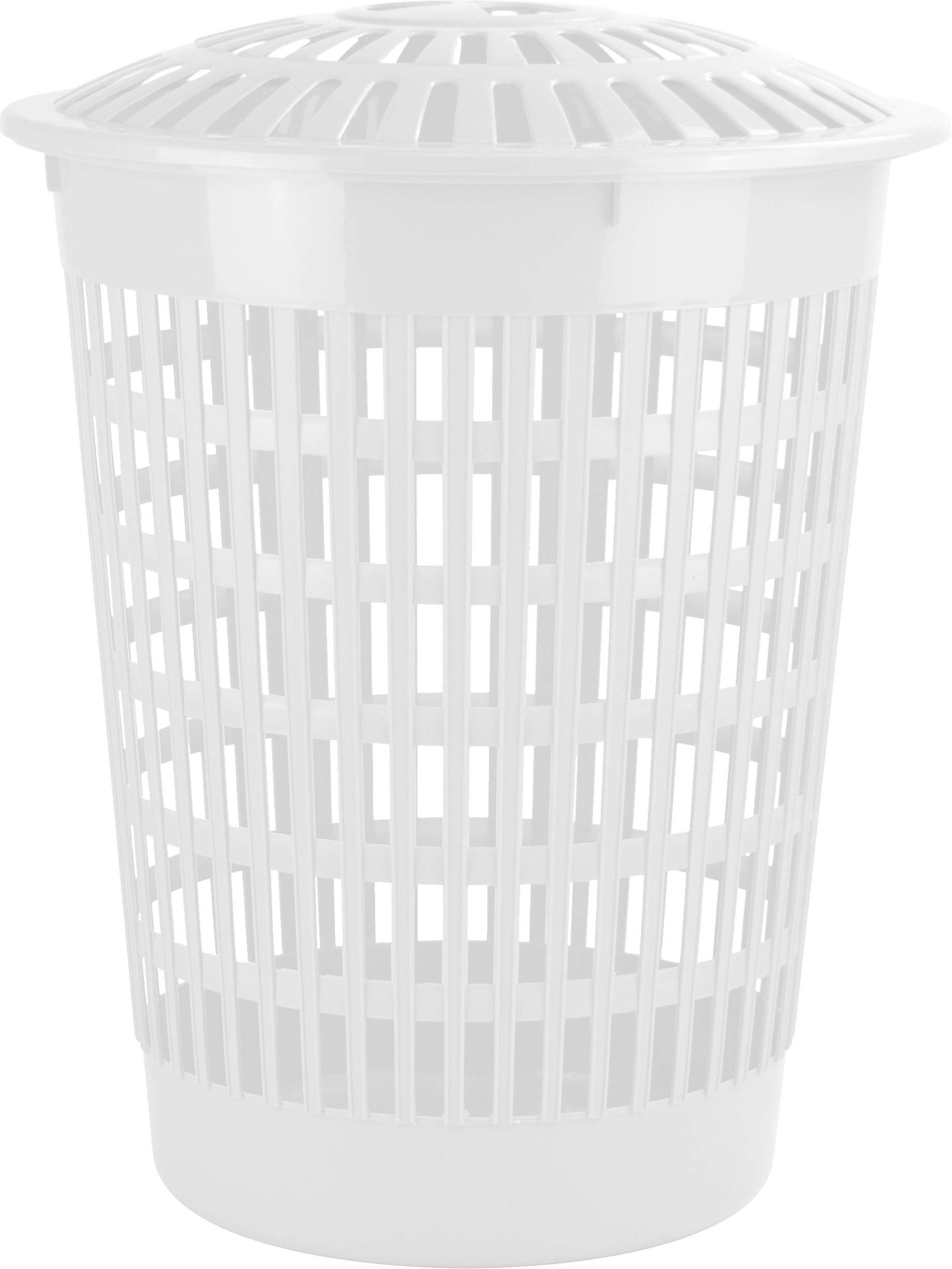 Sterling Ventures White Large Round Plastic Laundry Bin Basket With Lid 60L (White)