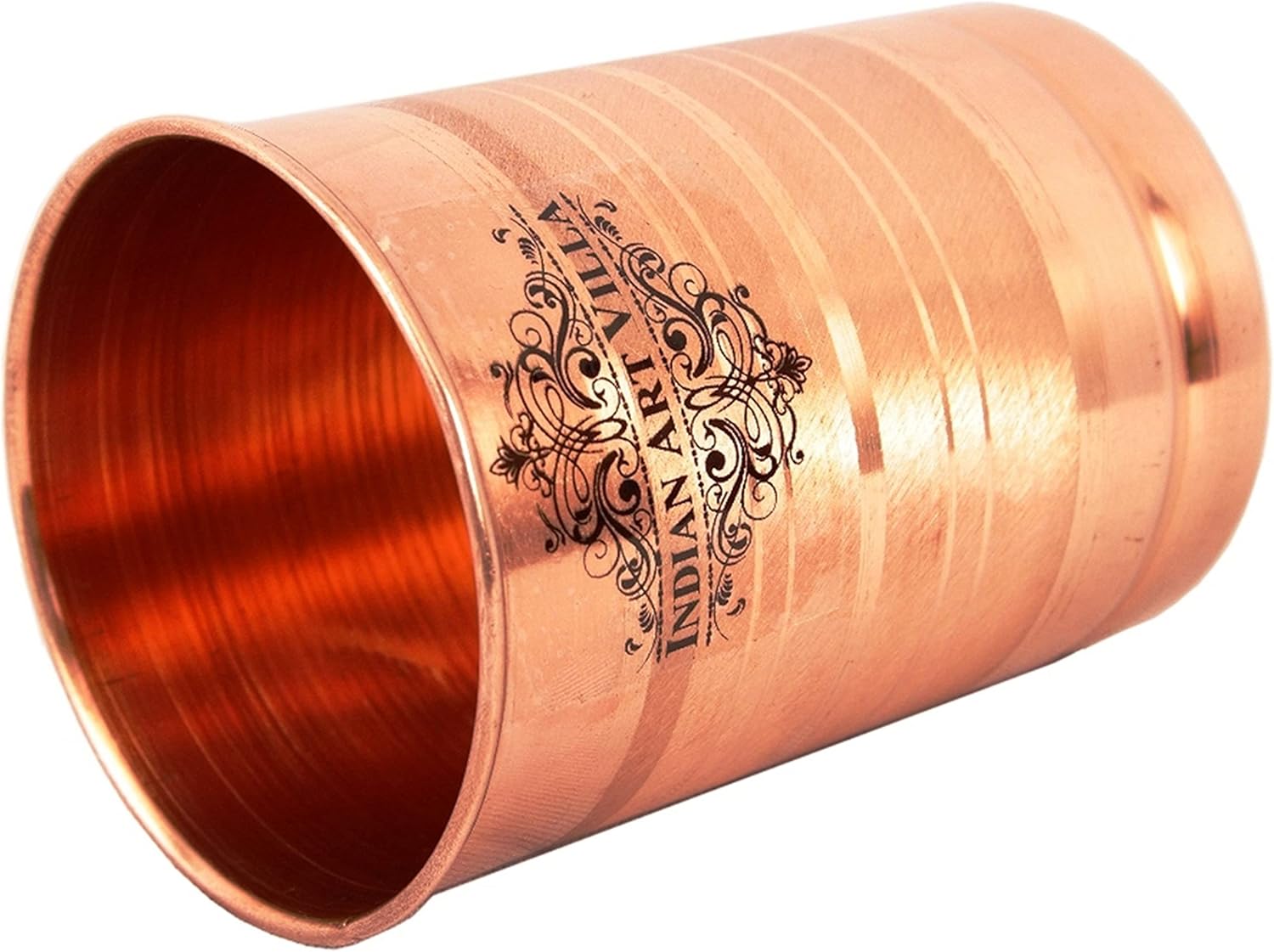 Indian Art Villa Copper Glass Tumbler Cup, Drinkware, 10 OZ Each, 6 Pieces