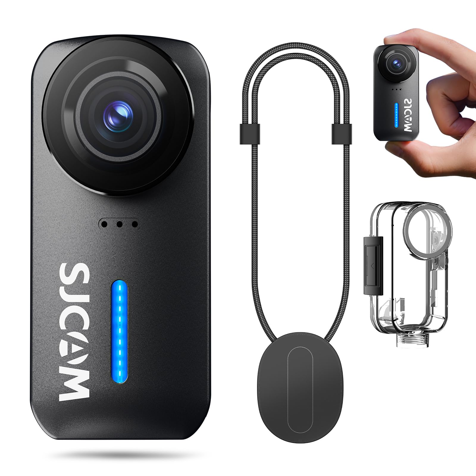 SJCAM C110Plus Magnetic Combo(Senza memoria), Mini body cam, 4K Pocket Action Cam, FOV 170°, POV portatile, Stabilizzazione a 6 assi, Impermeabile, Indossabile, Microfono integrato per vlogging, Nero