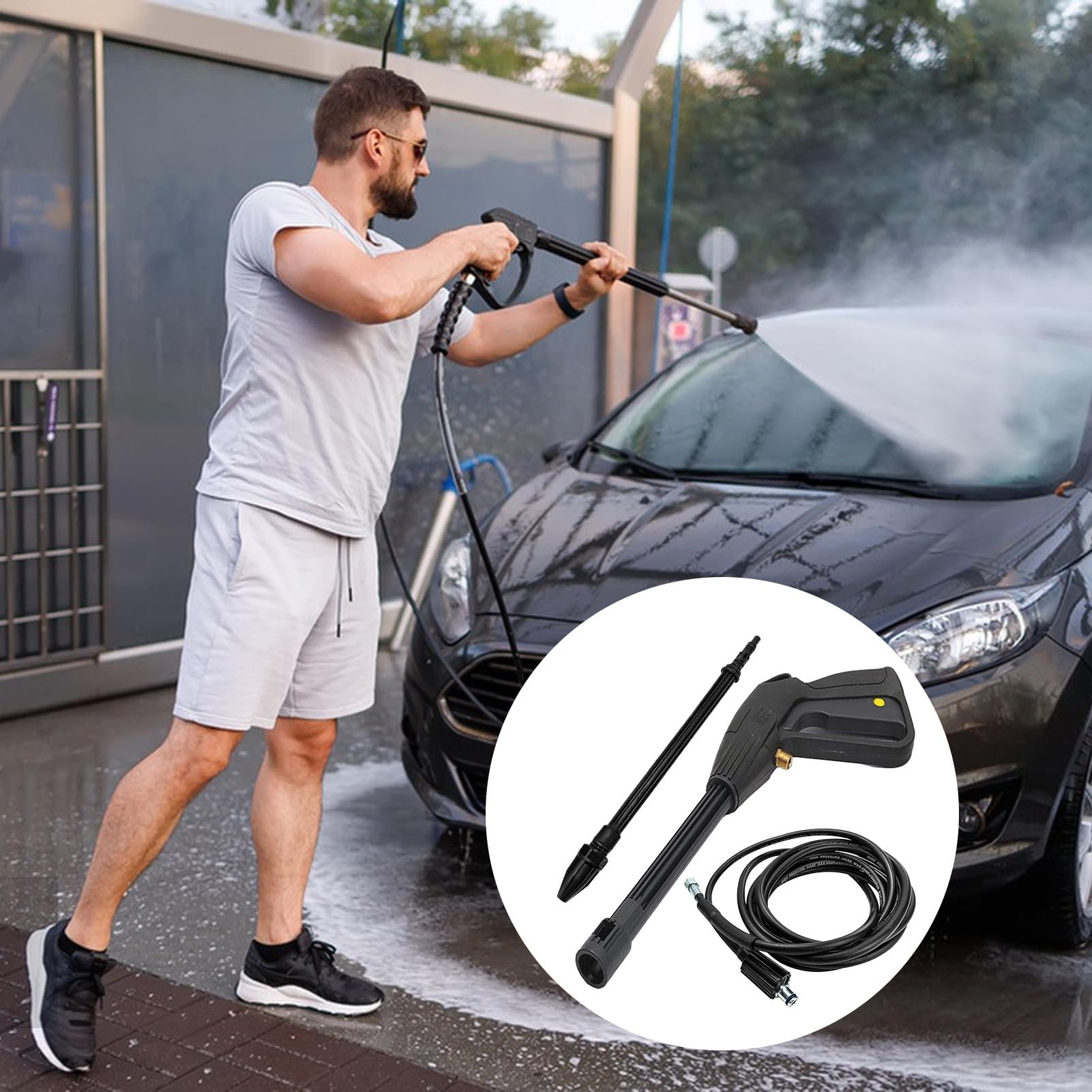 Equipo De Lavado Por Pulverización De Alta Presión Accesorios para limpieza | Hidrolimpiadora Coches Manguera Flexible para suelos, paredes, jardines, patios, terrazas y entrada