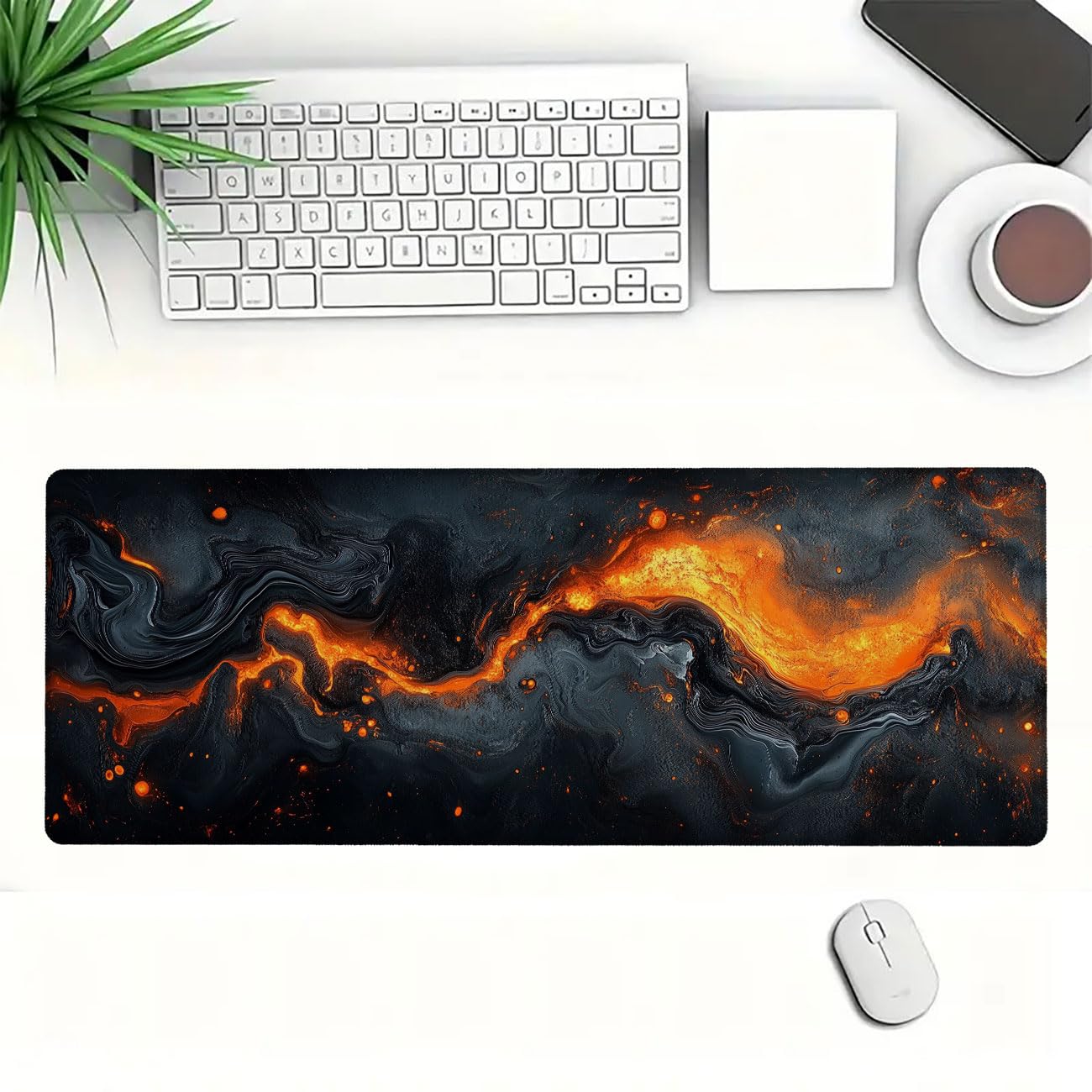 Alfombrilla de mouse abstracta para juegos, gris oscuro, naranja, líquido, alfombrilla de mouse grande para juegos, alfombrilla de teclado para laptop, base de goma antideslizante, alfombrilla de