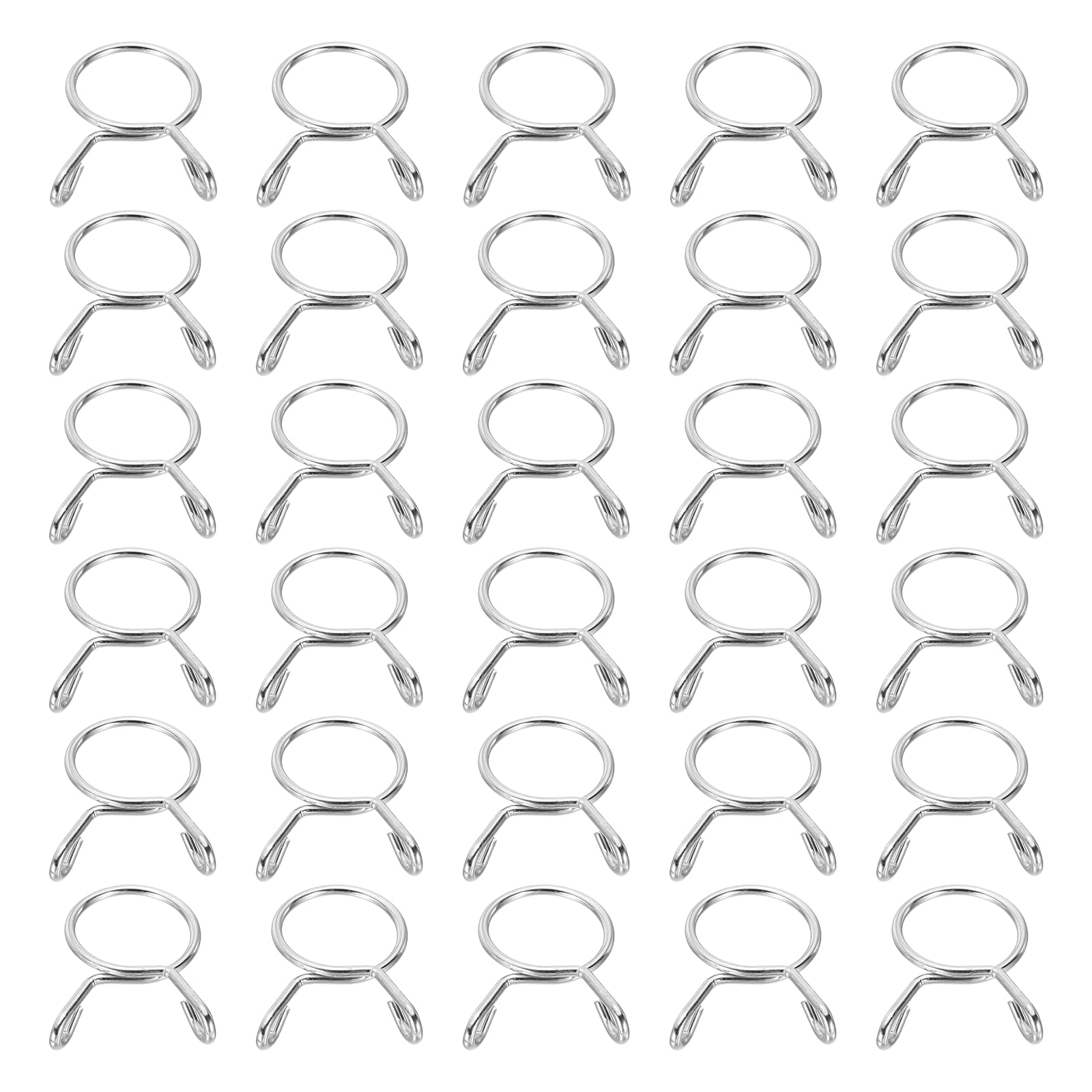 sourcing map Fuel Line Hose Clips 30Pcs 16mm ID 18.7mm Clamp Dia. 304 Stainless Steel Tubing Spring Clips Clamps Assortment for Air Hose Tube Water Pipe Motorcycle Scooter ATV, Silver