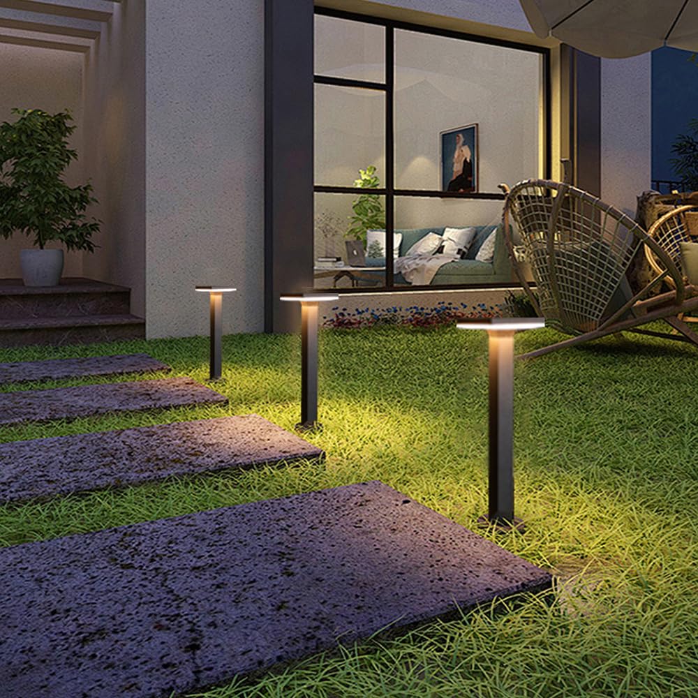 Luz del bolardo del Paisaje, luz Impermeable del j Baliza LED for jardín Exterior, IP65, Resistente al Agua, de Aluminio, Color Negro, Varios tamaños(60CM)