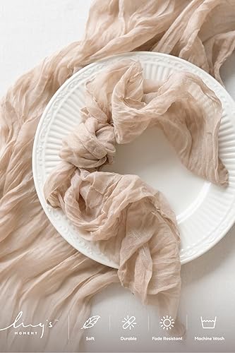 Miniatura 9 de Ling's Moment Paquete de 10 servilletas de gasa para recepción de boda, manteles rústicos bohemios para fiestas de vacaciones (juego de 10, azul