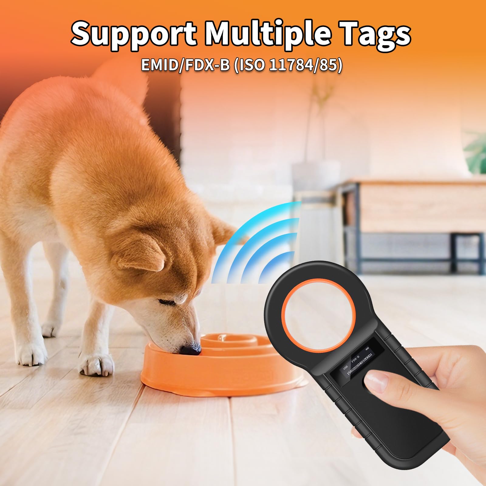 Lecteur de Puces OLED pour Chiens/Chats, Scanner de Micropuces pour Animaux de Compagnie, Lecteur de Puces USB pour Animaux de Compagnie Rechargeable pour EMID/FDX - B (ISO 11784/11785)