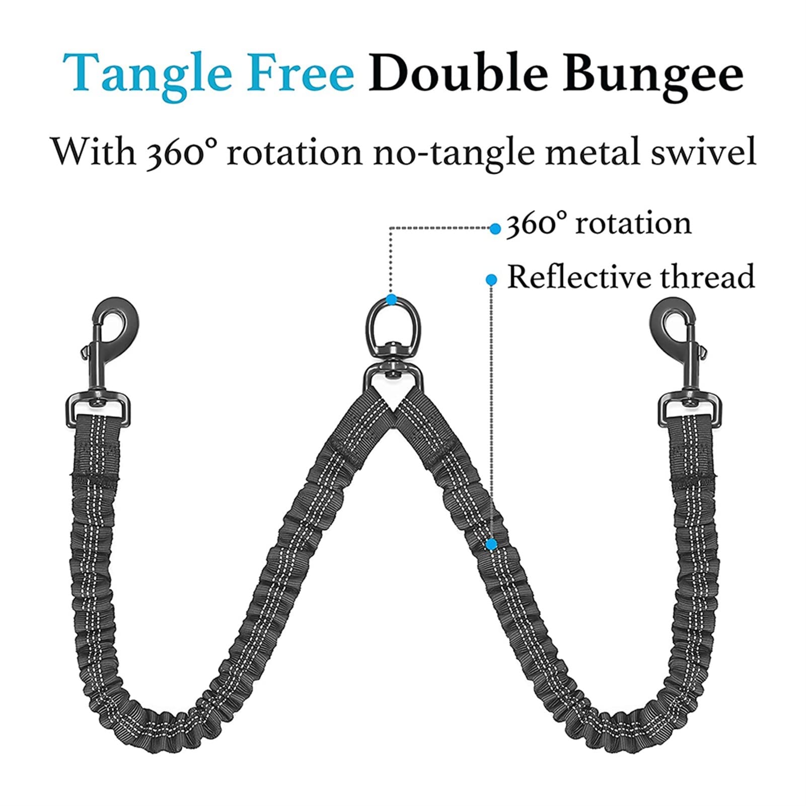 2 Two Dods Leash Coupler Double Twin Lead Walking Hundeleinen (Color : Black)