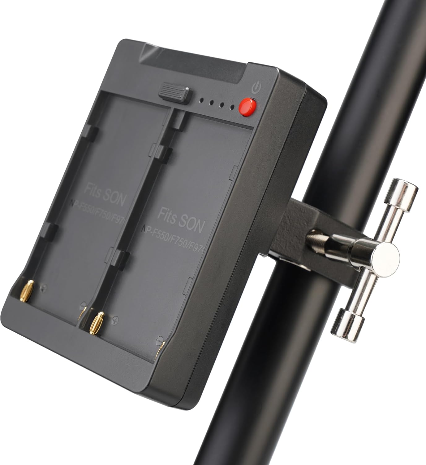 Dual NP-F970/550 Battery to V-Mount Battery Converter Adapter Plate + V-Mount Rod Clamp, with D-tap, DC, Type-C, USB Output interfaces for Cameras, Video Lights, Mobile Phones, etc.