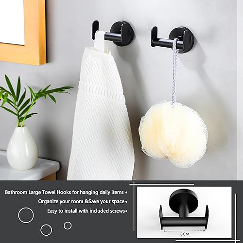 Miniatura 3 de DELITON Ganchos para toallas de baño montados en la pared, gancho de doble pared resistente para colgar abrigos, batas, ropa, acero inoxidable,