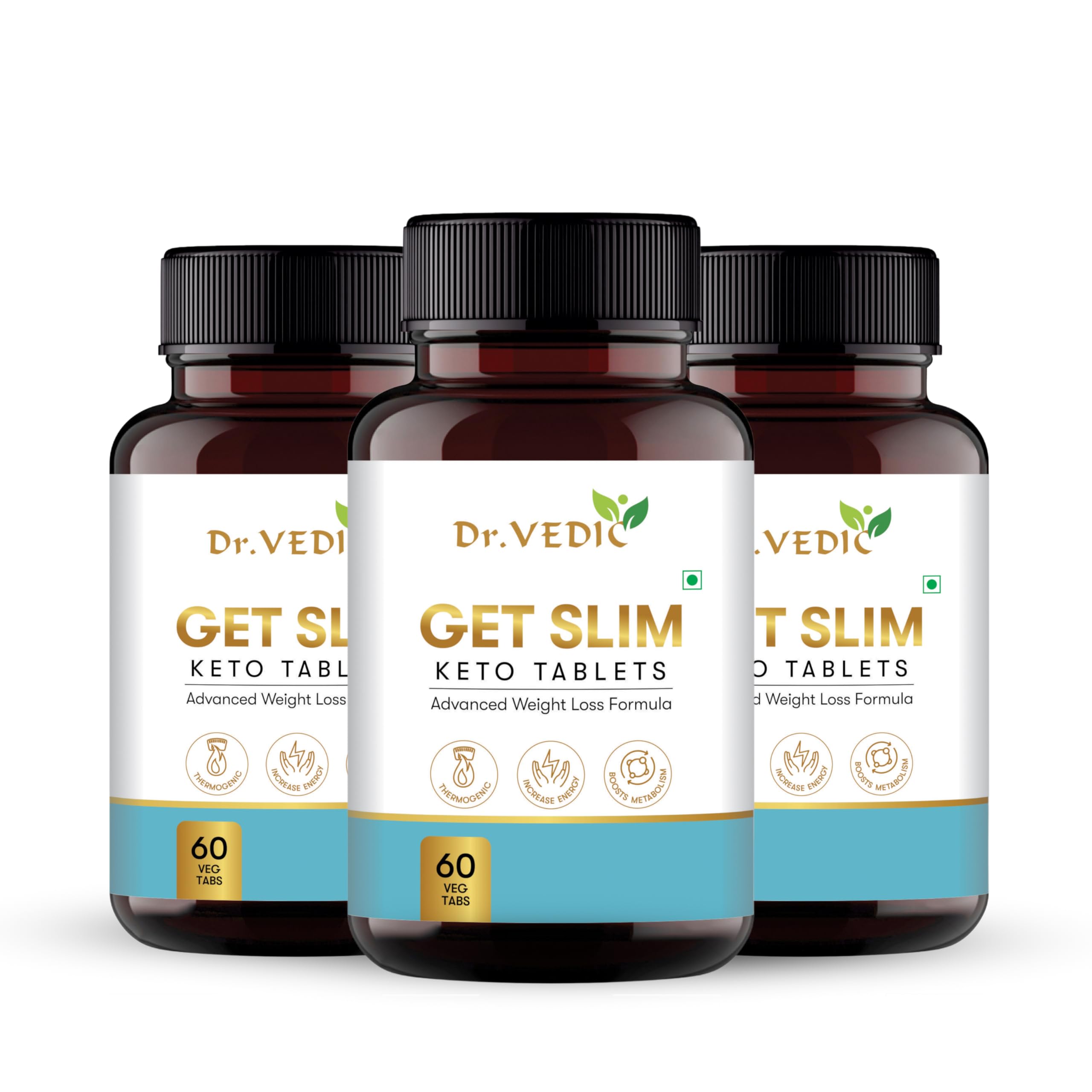 Dr Vedic Keto Tablets | Natural Ingredients with Garcinia, Green Tea, Coleus & More | (60 Tablets) (Pack Of 3)