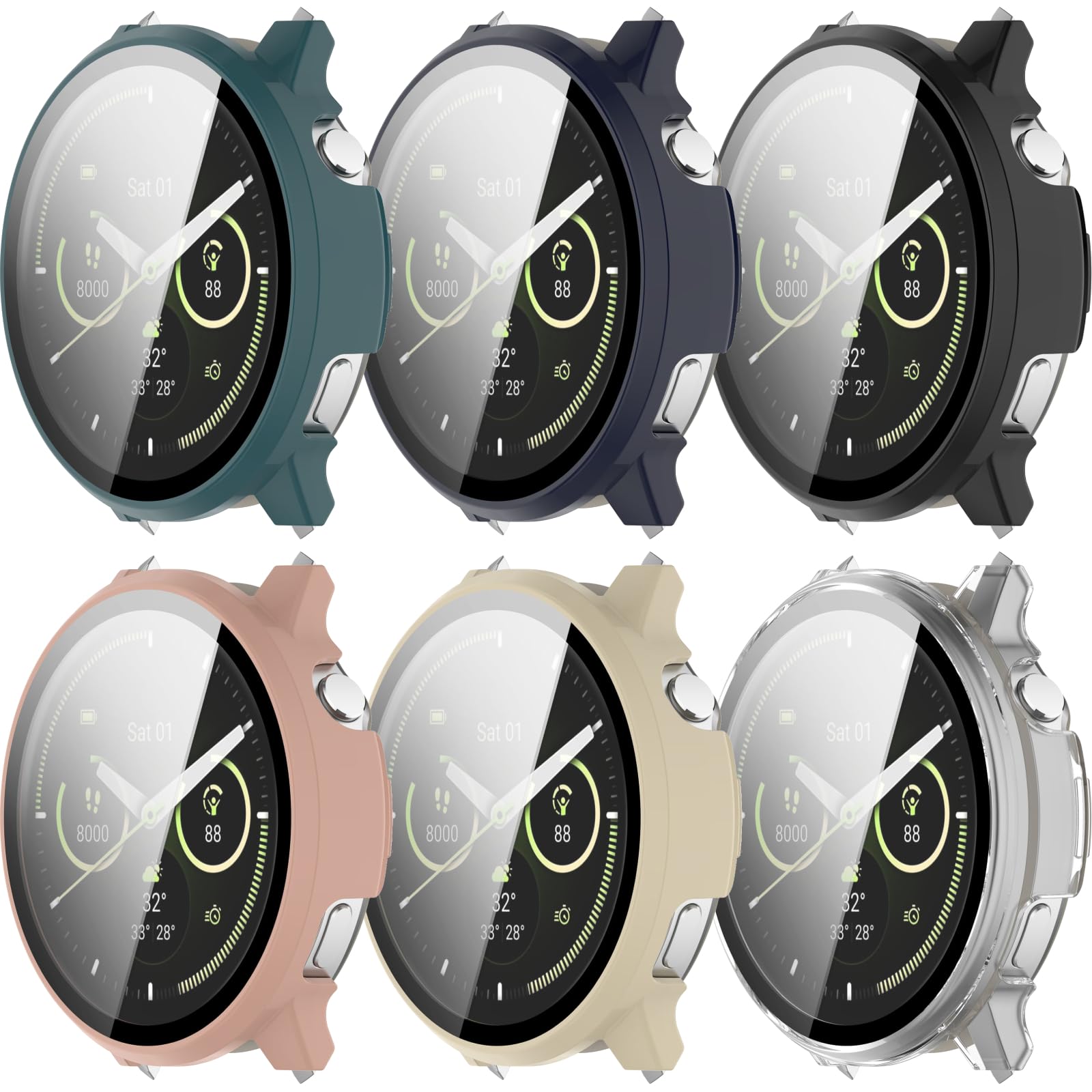 Hard PC Bumper Intended for Garmin Venu 4 Case 41MM 45MM Smartwatch Screen Protector All-Around Shell Shockproof Protective Cover Accessories (6PACKS, 45MM)