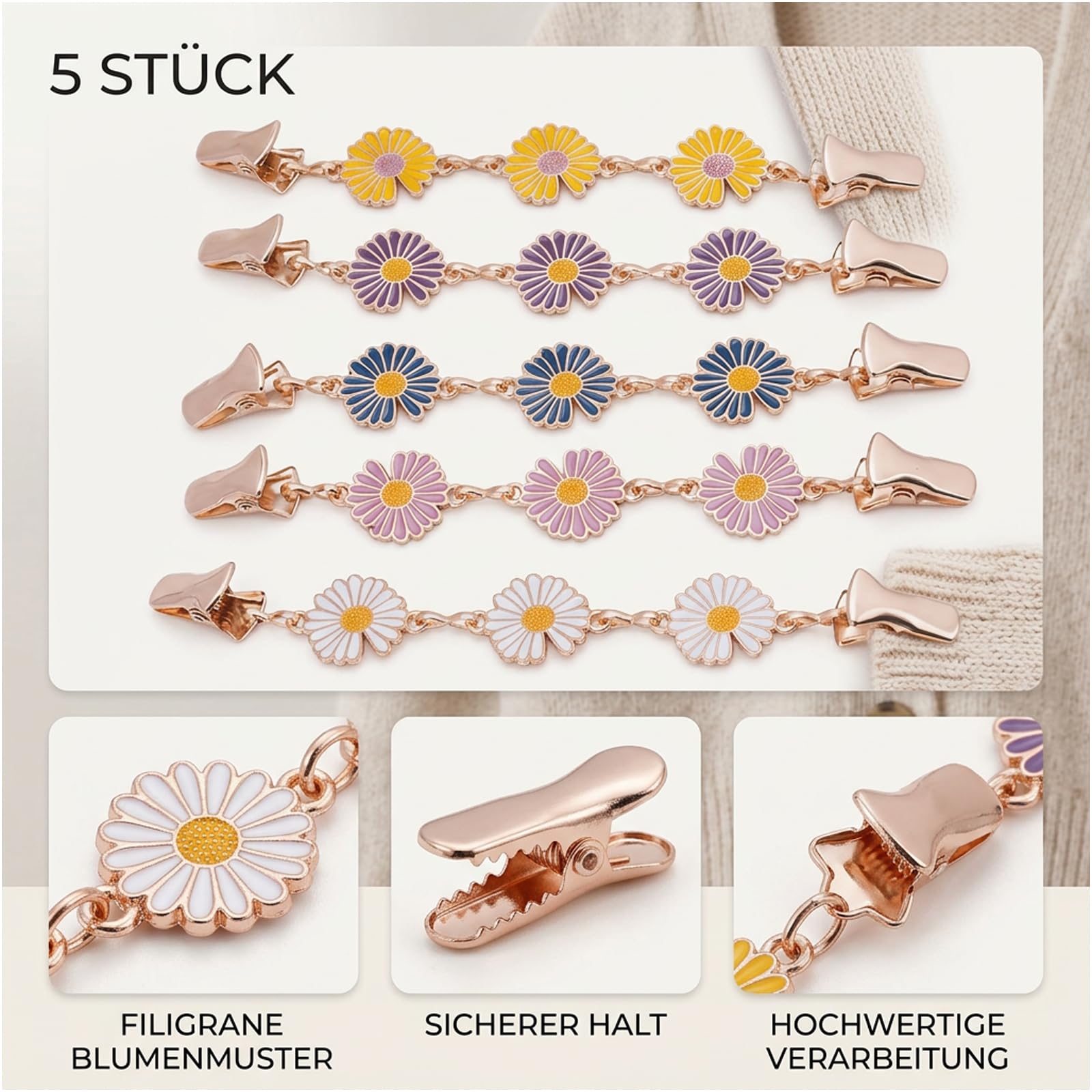 5 Stück Cinch Clips Blusen Klammer, Cardigan Clips Für Kleidung, Cardigan Clip Damen Für Jacken Ohne Knöpfe, Für Vielseitige Anwendungen