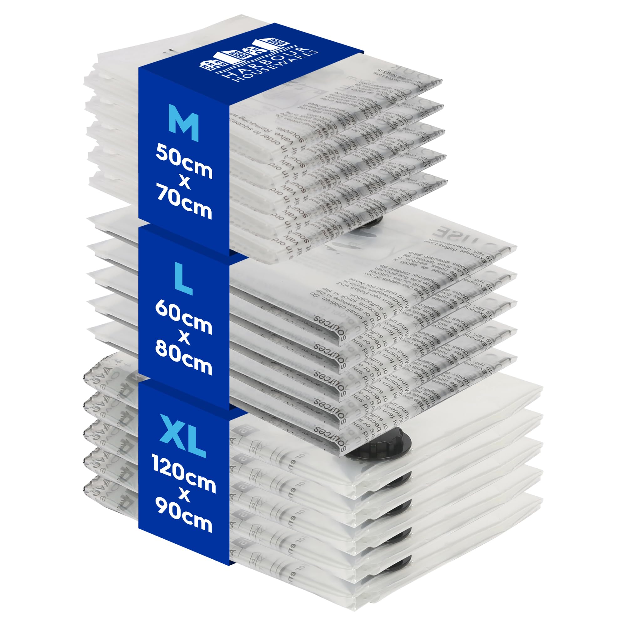 Harbour Housewares Vacuum Storage Bag 3 Sizes 15 Pack White
