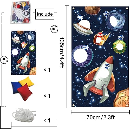 Miniatura 2 de Cartel de juegos de lanzamiento del espacio exterior, telón de fondo para interiores o exteriores, temática de galaxia, suministros para decoración