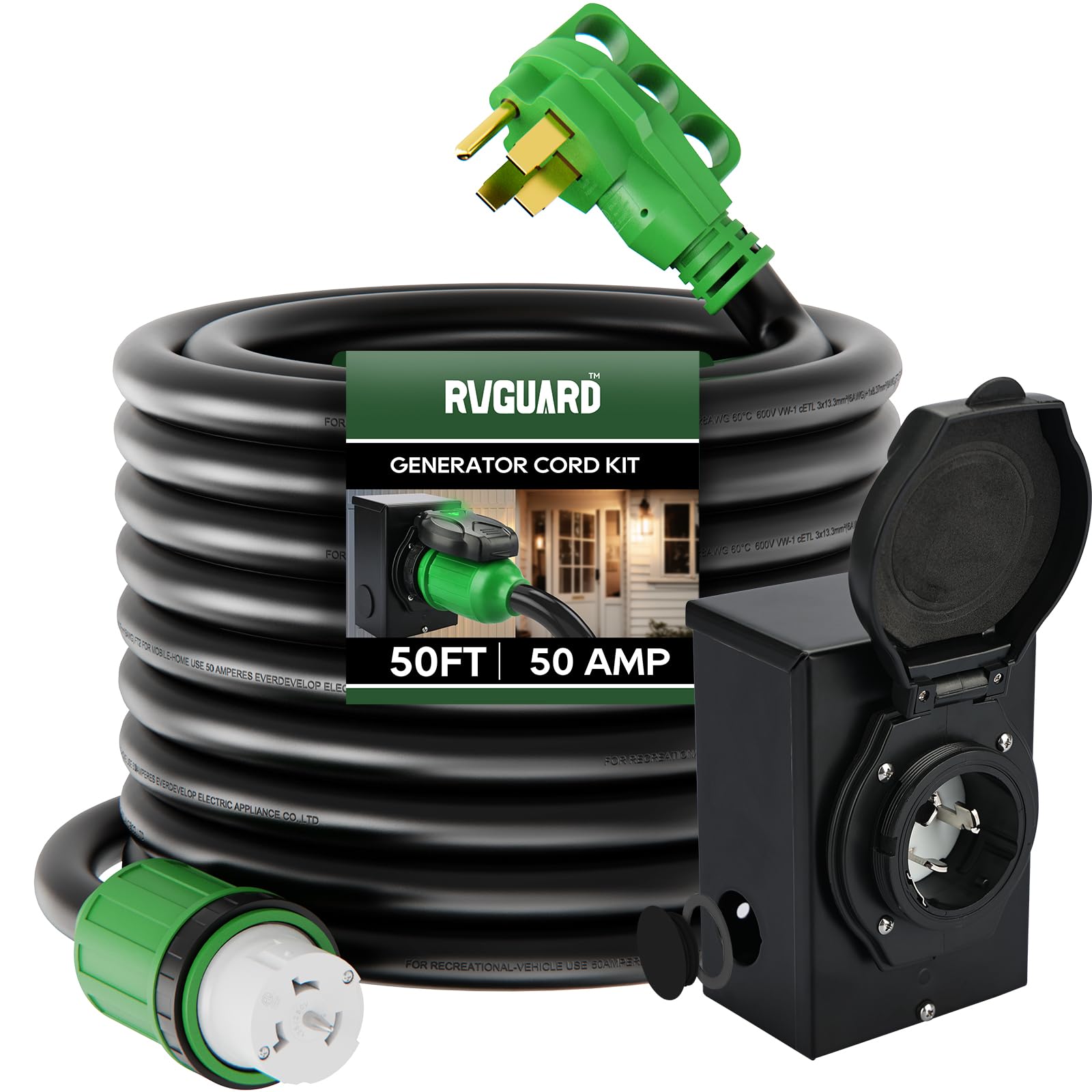 NEMA SS2-50P Power Inlet 50 Amp Generator Power Inlet Box With Breaker ...