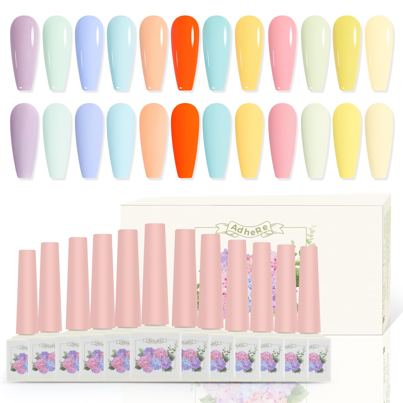 ADHERE Kit de 12 esmaltes de gel para uñas - 12ml Esmalte de uñas en gel, esmalte de uñas en gel UV LED para manicura (Serie de ilustraciones de dulces)
