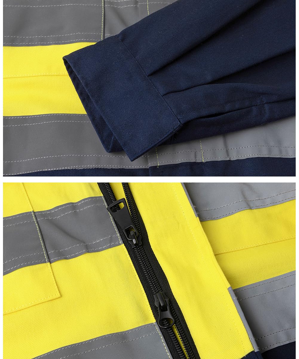 Reflektierender Herren-Overall, atmungsaktiv, Mechaniker-Jumpsuits, langärmelig, Arbeitsanzug, hohe Sichtbarkeit
