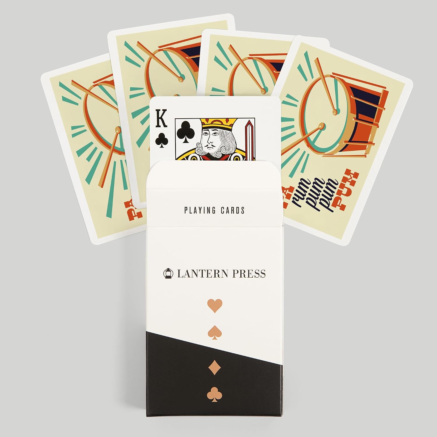 Lantern Press Drummer Boy, Retro Christmas, 52 Playing Cards for Adults, Poker Size Card Deck