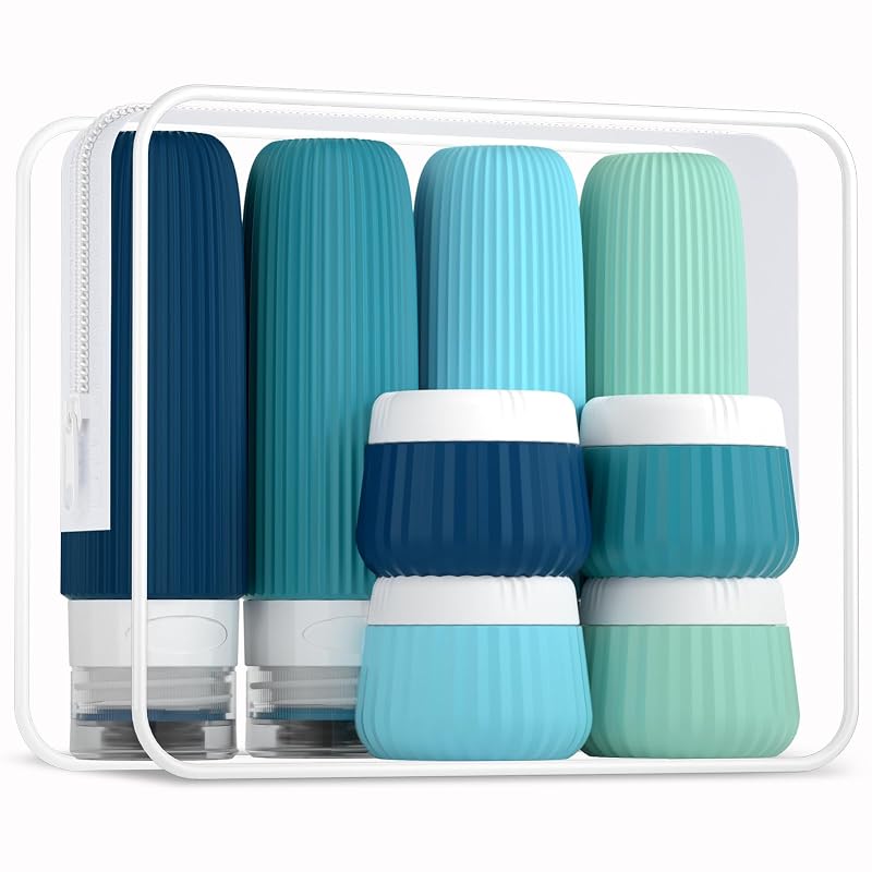 Mrsdry Conjunto de Frascos Recarregáveis para Viagem com 8 Unidades e Bolsa Transparente