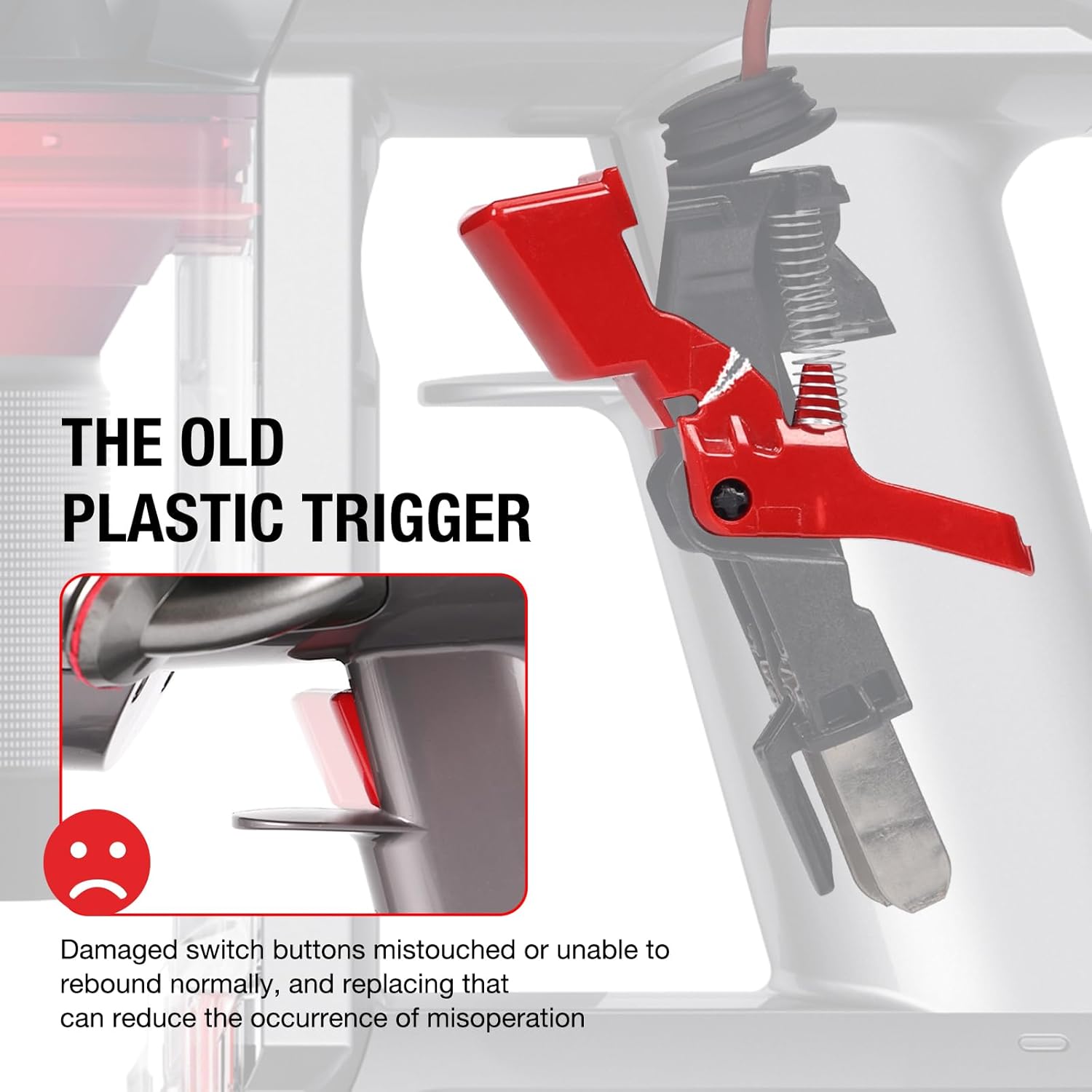 Metal Trigger Switch Assembly Compatible with Dyson V7 SV11 Vacuum Cleaner Power Button Replacement Parts，Upgraded Trigger Replacement Parts 968670-06（Long）