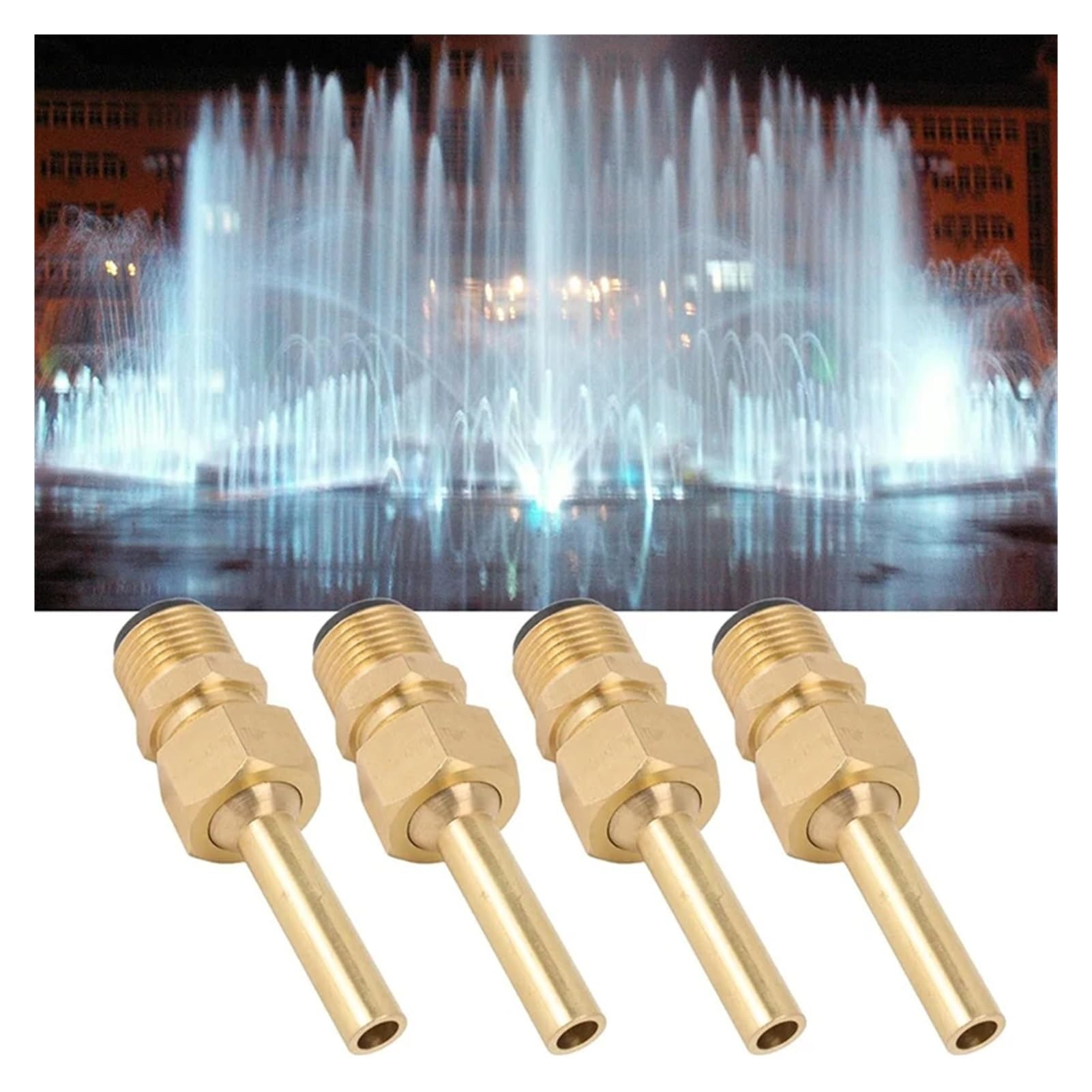Boquilla de cobre for fuente de agua de chorro directo (4 unidades), cabezal de fuente de estanque de una sola boquilla, repuesto de cabezales de 1/2 pulgada