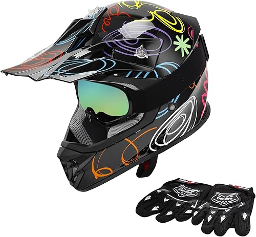 SLMOTO DOT - Casco de motocross para niños y jóvenes, múltiples rejillas de ventilación de aire, ATV de 4 ruedas, motocross, cara completa,