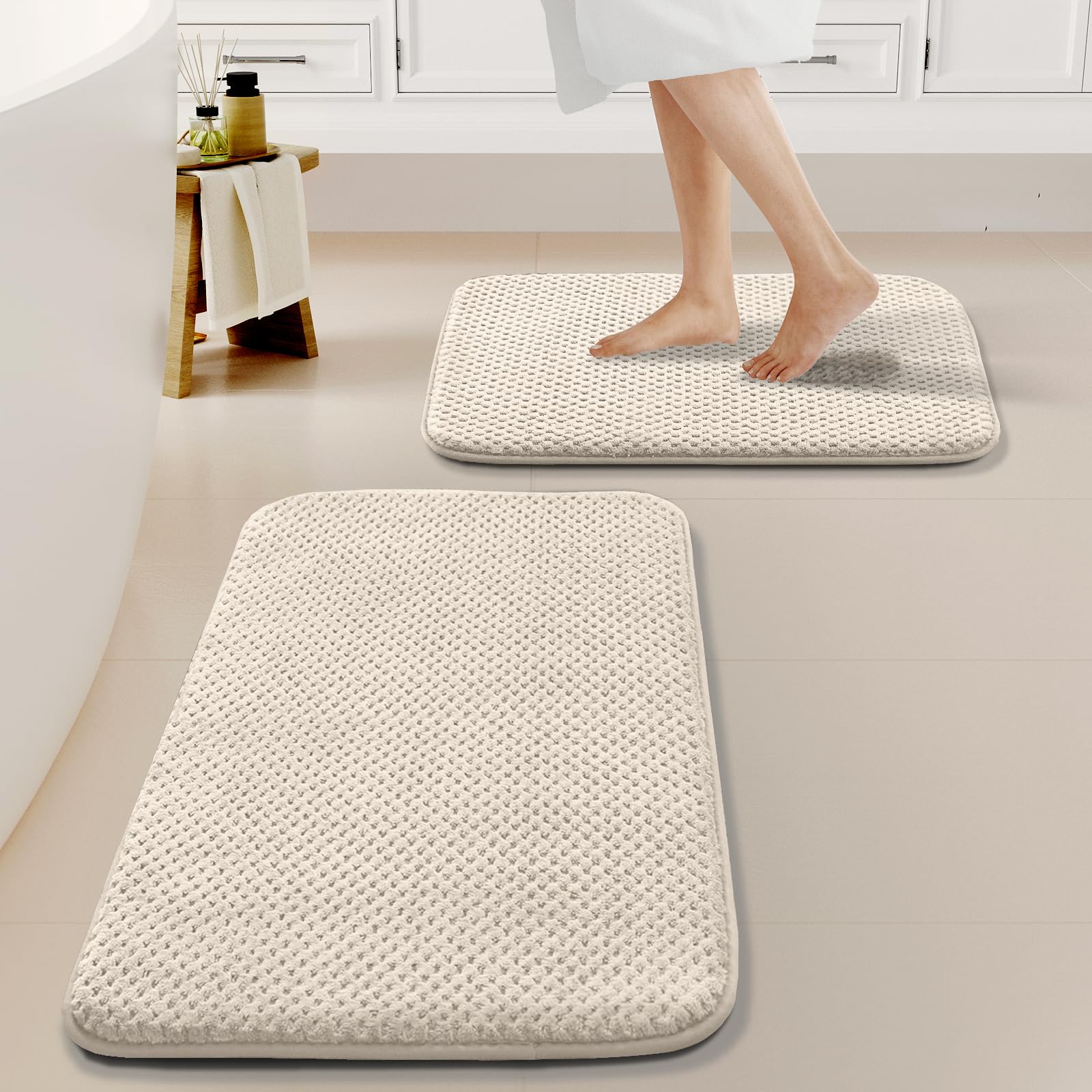 H.VERSAILTEX Bathroom Rugs Sets 2 Piece, Soft Absorbent Memory Foam Bath Mats Set, Dry Fast Bath Mat, Machine Washable Bath Rug Set for Bathroom,