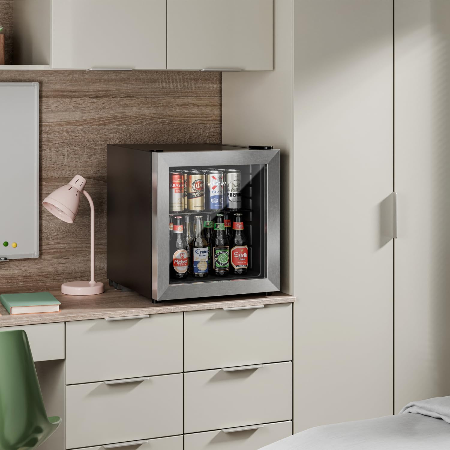 Willow WBC48SS 48L Table Top Beverage Cooler with Triple Glazed Glass Door, Adjustable Thermostat, 2 Years Warranty – Stainless Steel — view 2