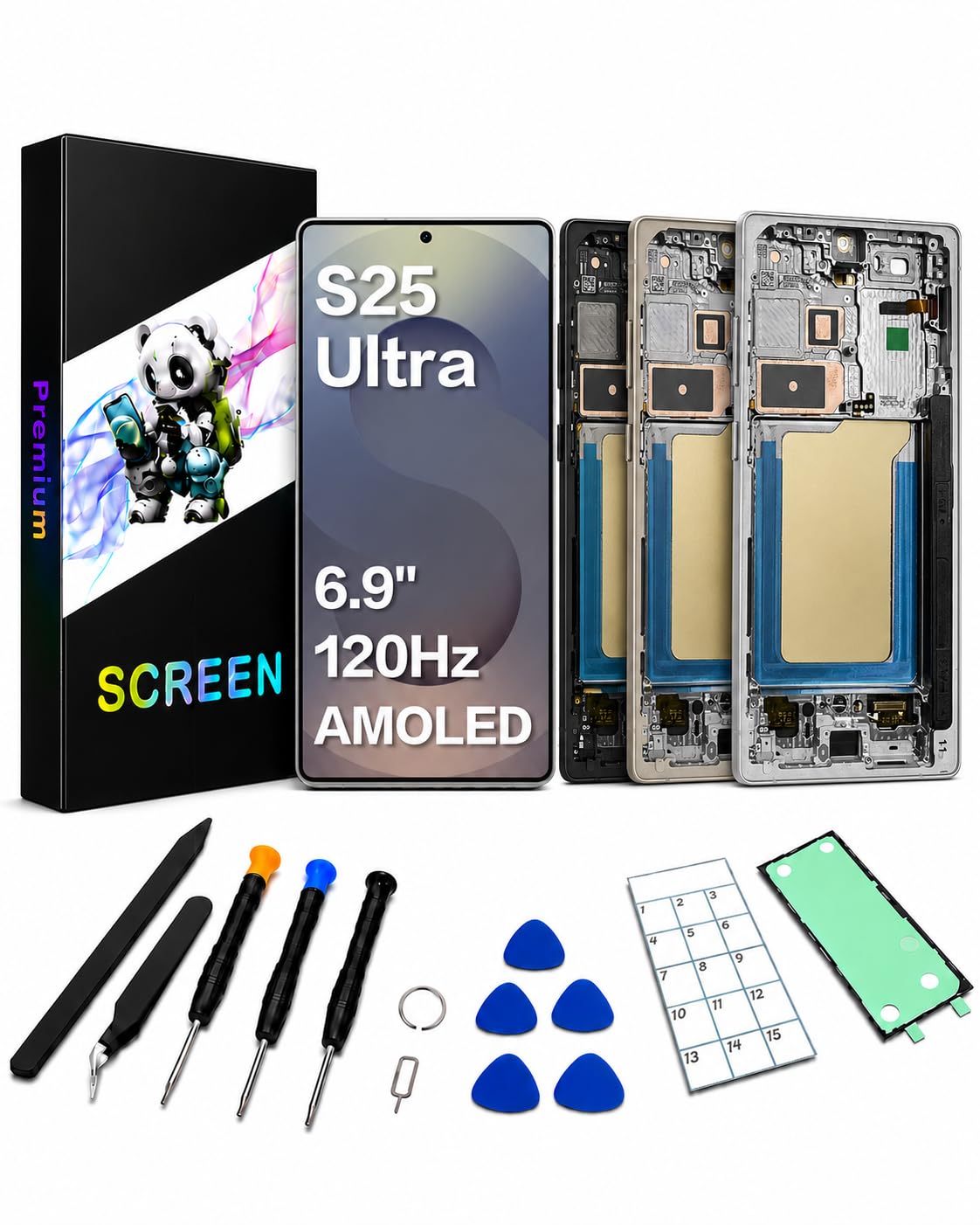Photo 1 of JQYDZH AMOLED Screen Replacement for Samsung Galaxy S25 Ultra 6.9" with Frame