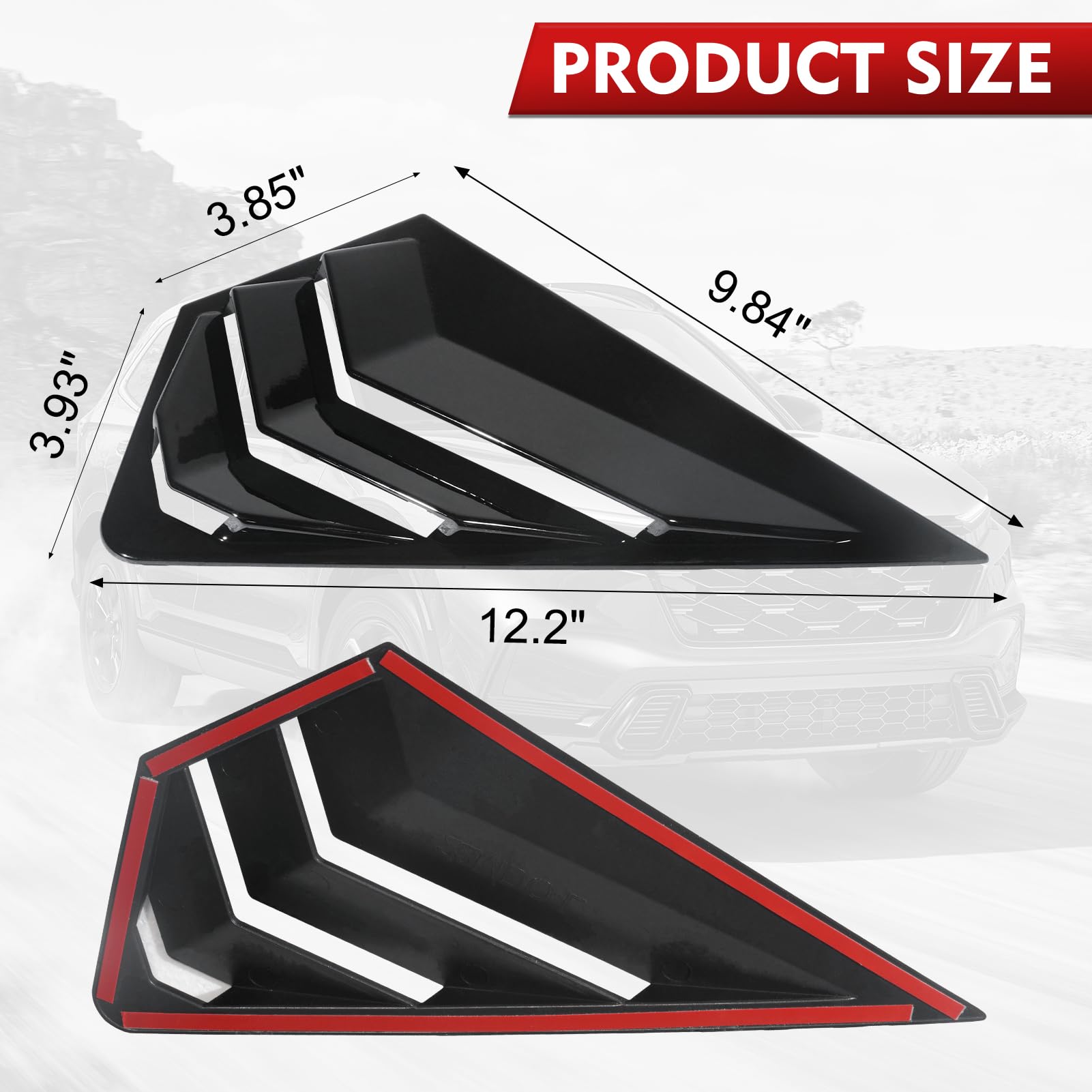 Flixon 2PCS Window Louvers Racing Style Compatible with 2022-2024 Ford Mondeo Fusion, Exterior Rear Side Window Louvers Air Vent Scoop Shades Cover Blinds (Glossy Black)