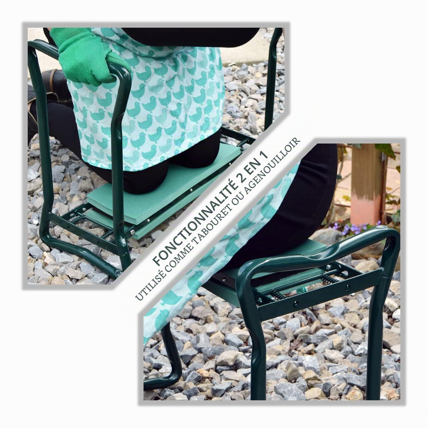 Crystals – tabouret de Jardin Pliable et Portable, Robuste, avec Rembourrage en Mousse, siège de tabouret en métal