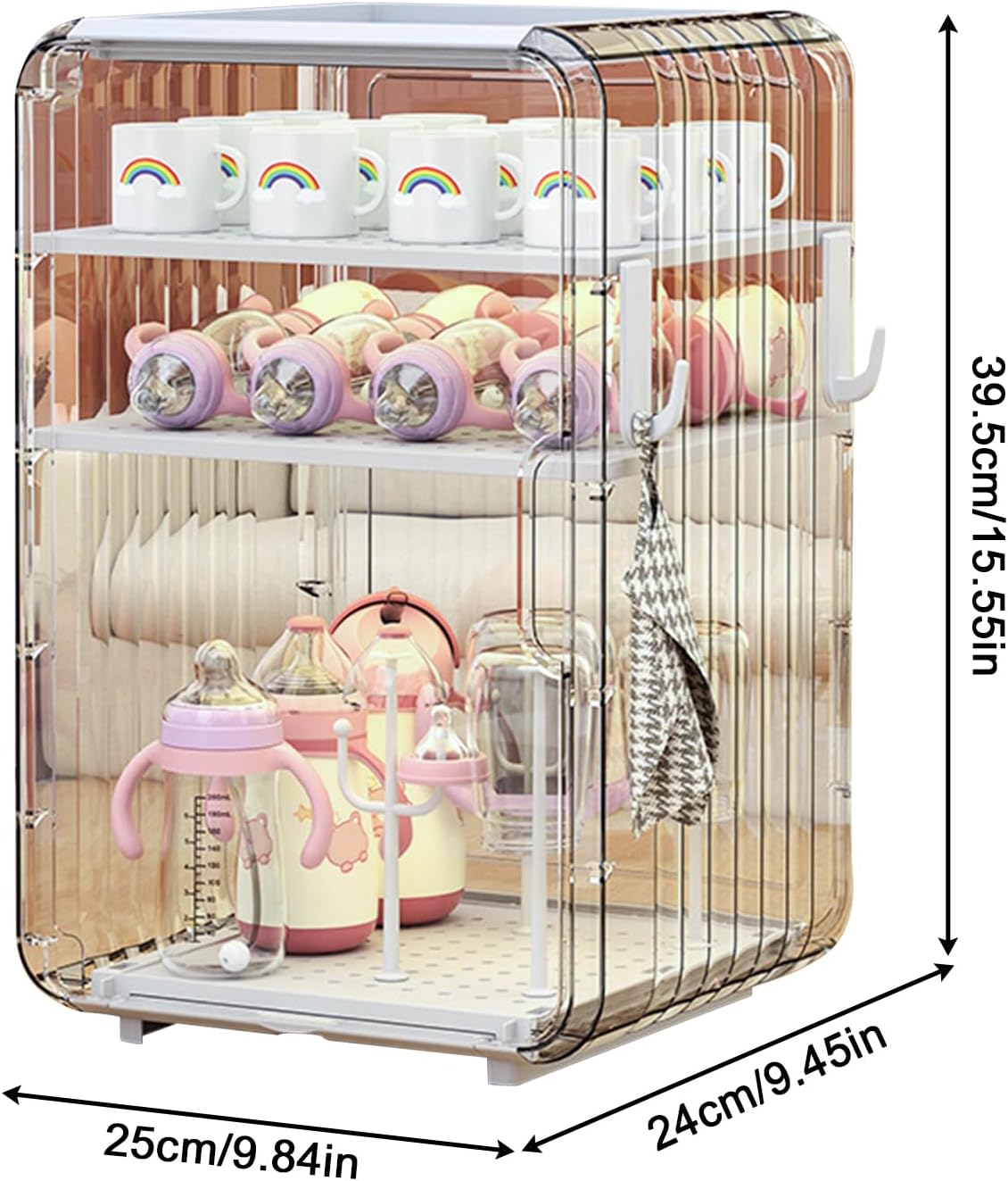 Plate】 哺乳瓶＆マグボトル水切りラック ホワイト｜リビング用品,収納,ツールボックス｜kurasso（クラッソ） 哺乳瓶収納オーガナイザー | カウンター食器乾燥ラック - クリア防塵ボトルホルダー 台所 浴室 リビング 冷蔵庫 収納整理用