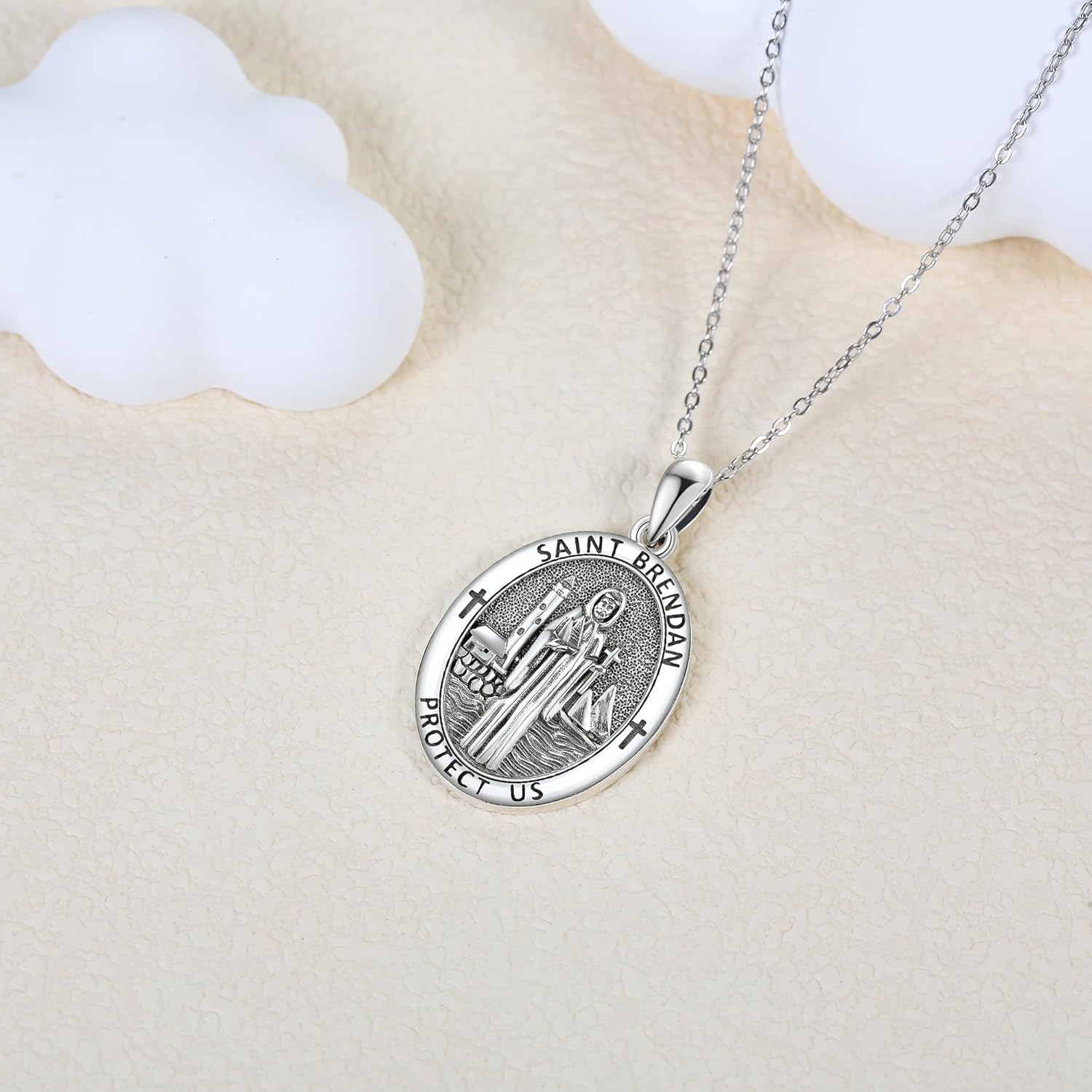 Sterling Silver Religion Jewelry Saint Michael/Saint Raphael/Praying Hands Coin Medal Pendant Necklace Saint Archangel Protection Jewelry for Men Women