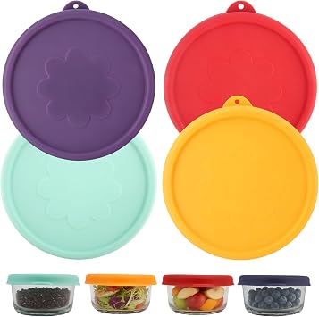 2 Cup Round Silicone Storage Cover Lids Replacement for Anchor Hocking Glass Bowls Container not Included 4 Pack