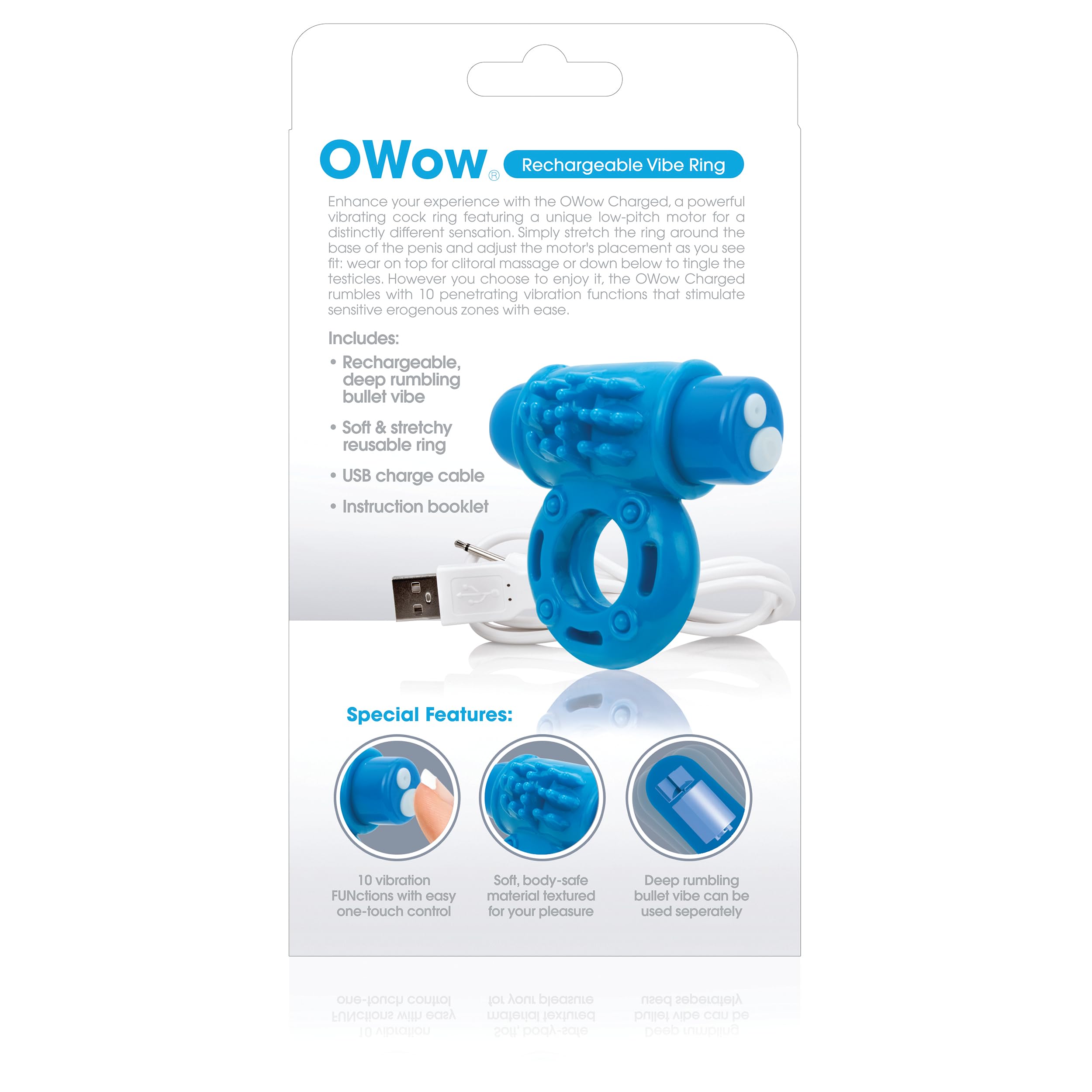 Amazon.com: Charged OWow Vooom Mini Vibe – Blue Vibrating Cock Ring for Men  – Reusable Penis Ring Vibrator, Couples Sex Toy, Enhances Pleasure &  Erection – Waterproof Silicone – Screaming O : Health & Household