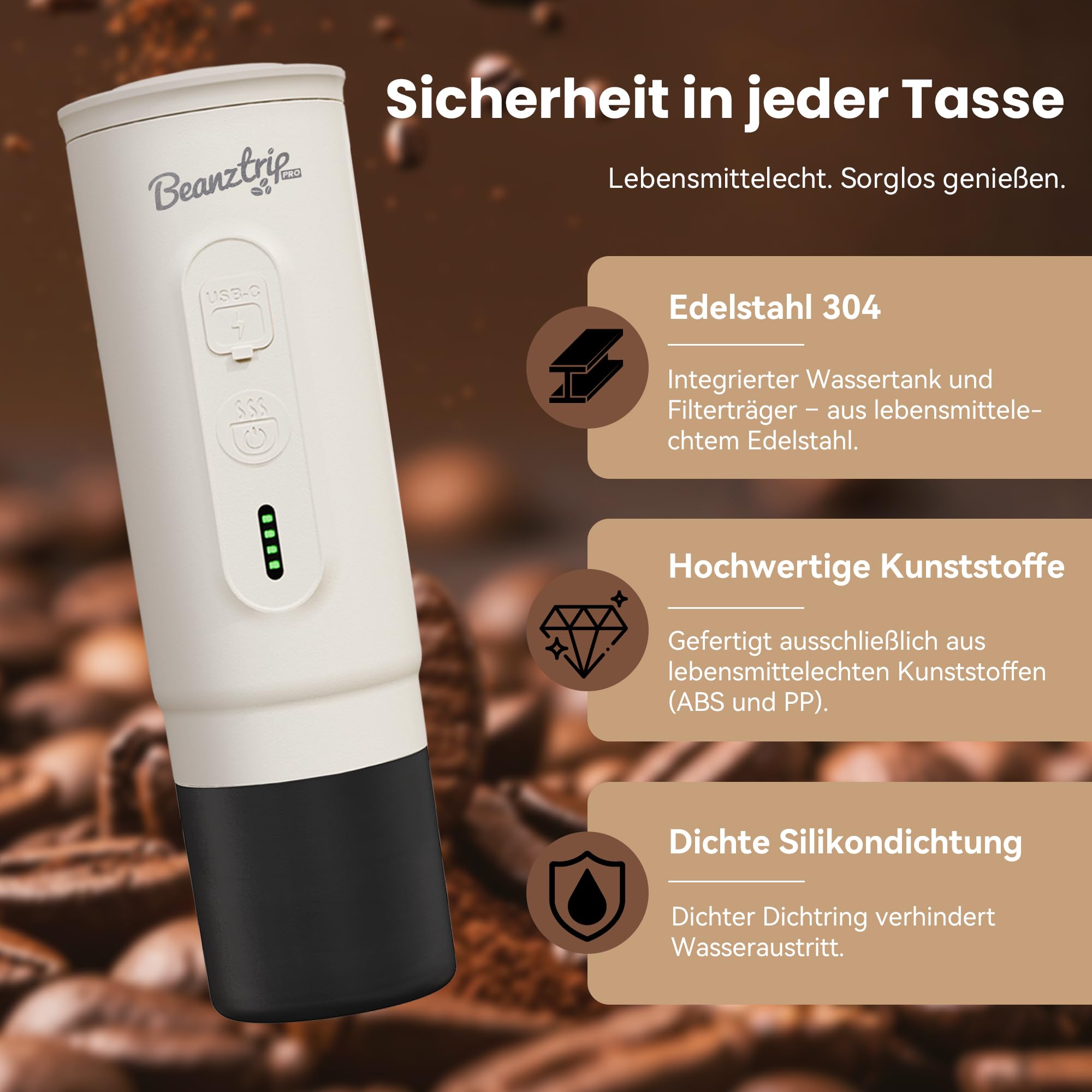 H02 PRO 2-in-1 Tragbare Kaffeemaschine mit Akku, 20 Bar, Selbsterhitzung, USB-C, kompatibel mit NS-Kapseln & gemahlenem Kaffee, Mini Campingkaffeemaschine für unterwegs, Wohnmobil – Geschenk Vatertag
