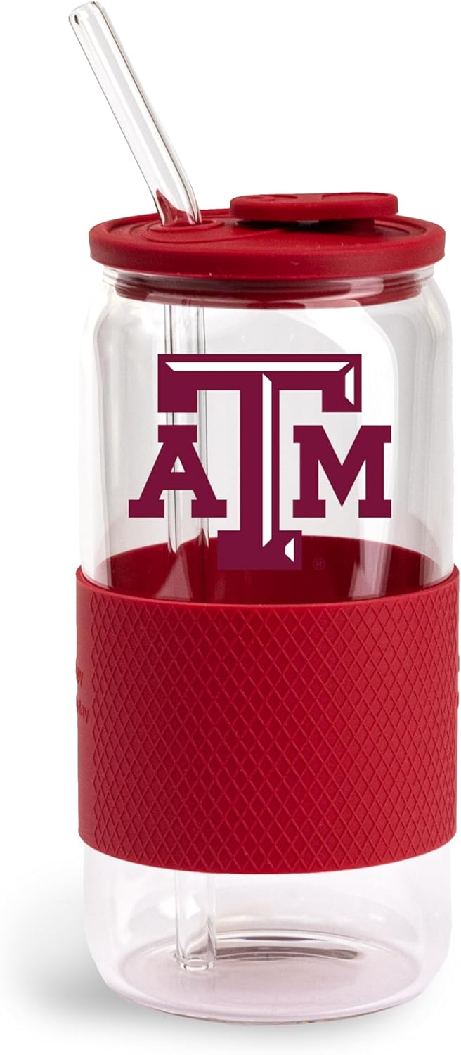 The Memory Company | Licensed NCAA 18oz Glass with Silicone Lid and Wrap