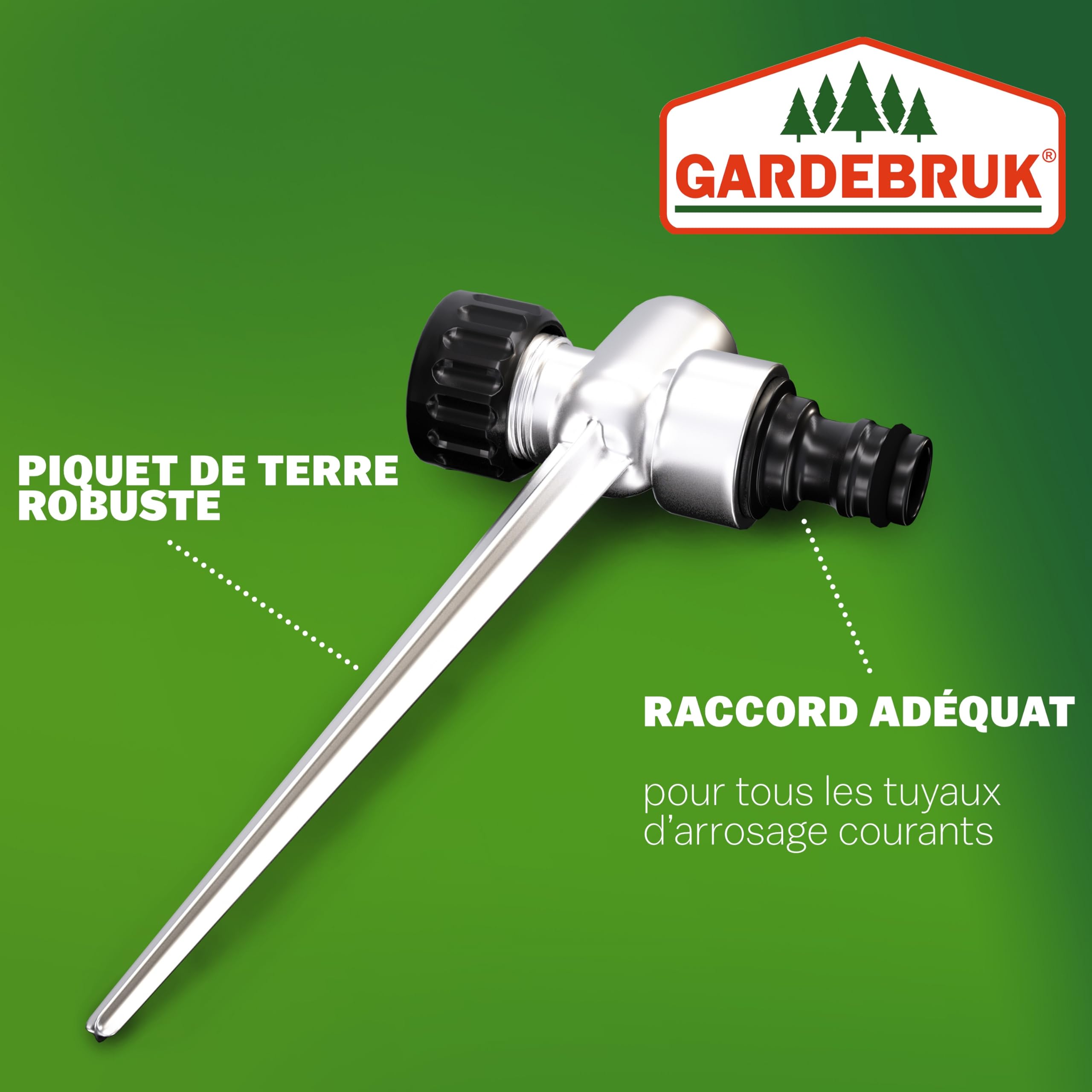 2X Arroseur Jardin Sprinkler Piquet de Terre Irrigation jusqu'à 24m 360° Embout pulvérisation irrigateur arroseur à impulsions Max. 450m²