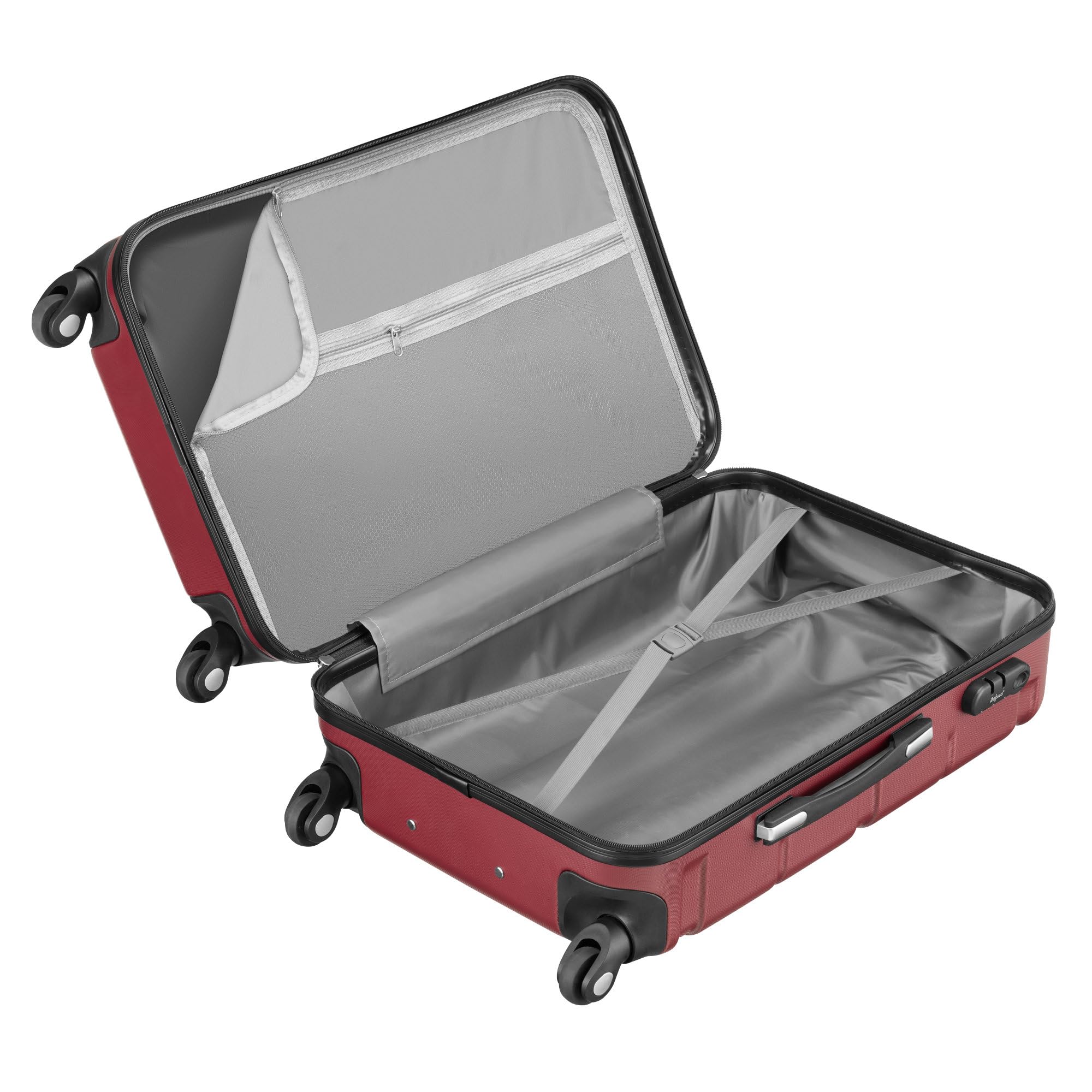 Zelsius Set de valises | Valise rigide en ABS avec serrure à combinaison, 4 roulettes et cloison intérieure | Valise à main, valise rigide - Lot de 4 pièces - Trolley, grande valise, rouge, S, M, L,