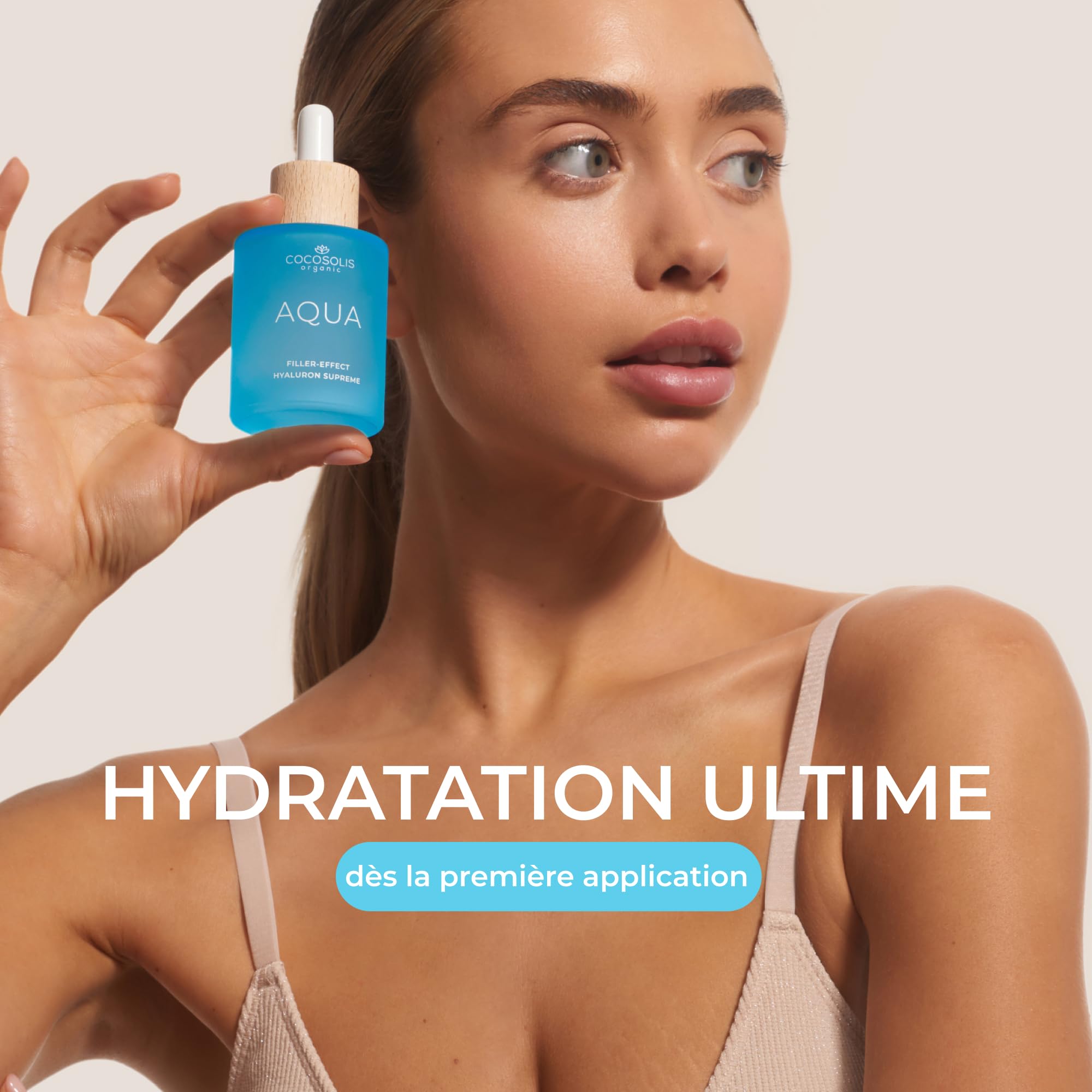 COCOSOLIS Aqua Filler-Effect Hyaluron Supreme Sérum pour le visage avec 8 types d'acide hyaluronique et Aquaxyl™, soin de jour anti-âge végétalien avec ultra hydratation