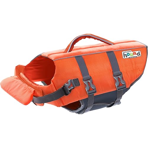 Outward Hound Granby Splash Dog Life Jacket, High-Buoyancy Dog Life Vest for Swimming, Boating, and Water Safety, Small, Orange