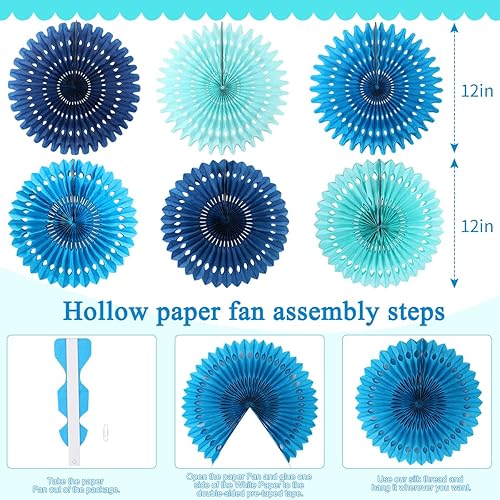 Miniatura 3 de zilue Abanicos de papel para decoración de fiesta, decoración de flores de papel para pared, aula, telón de fondo floral, baby shower, fiesta de