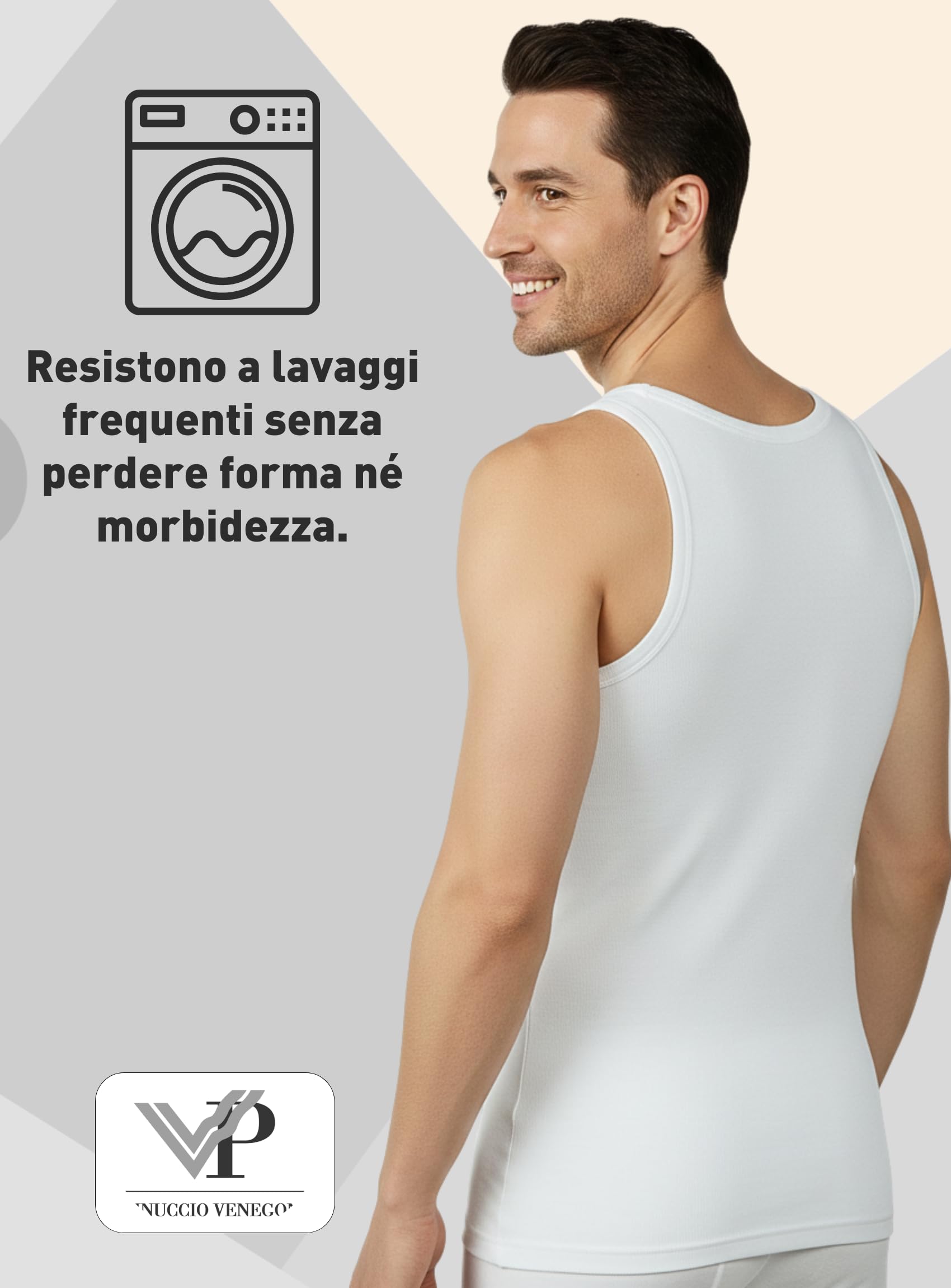 Pinuccio Venegoni Set 3 Canottiera Lana Cotone Uomo Intimo 100% Sulla Pelle; Canottiere Uomo Spalla Larga Invernali, MADE IN ITALY; Canotta Termica Misto Lana Esterno E Cotone Interno Intimo Lana Uomo