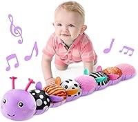 Vista 13 de LIGHTDESIRE Juguetes musicales para bebés de oruga, juguete de animal de peluche para bebé con crujido y sonajeros, juguetes sensoriales suaves