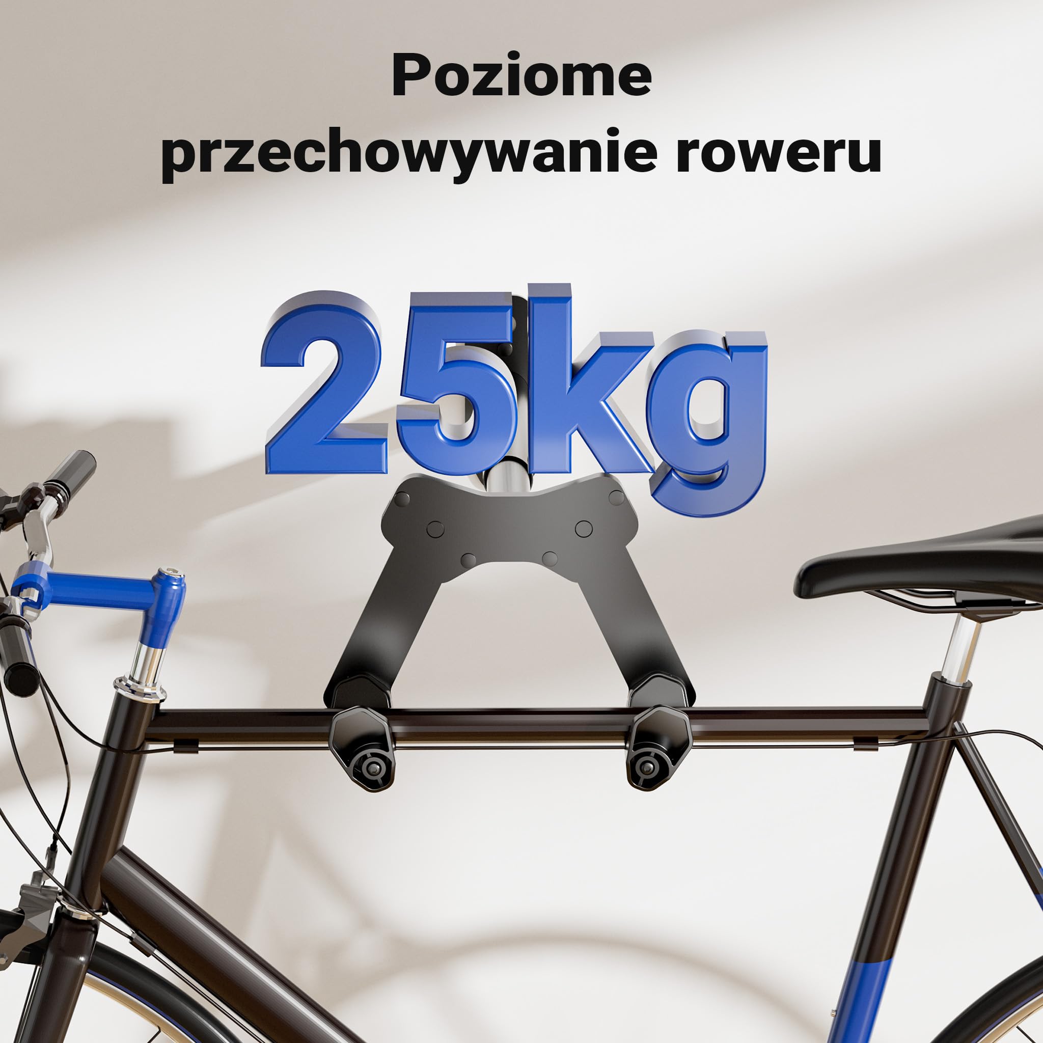 Wiltec Uchwyt naścienny na rower, z regulowaną szerokością do kierownicy maks. 77 cm, ze stali, wieszak rowerowy do 25 kg nośności z paskiem na koło