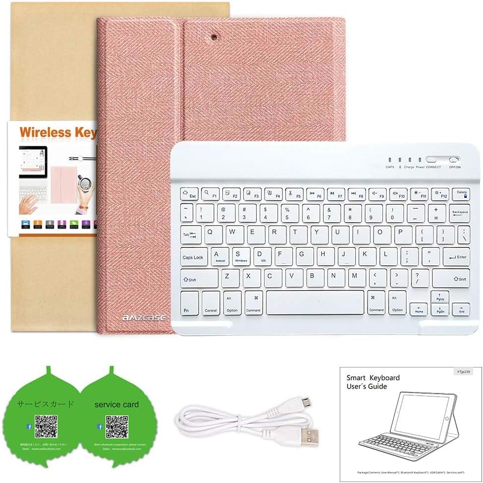 aMZCaSE iPad Pro 9.7 Inch Case with Keyboard,for iPad 6th Generation(2018), 5th Generation(2017), Air 1 Air 2 Case with Keyboard, Wireless Detachable Folio Cover, Smart Wake/Up,Champagne