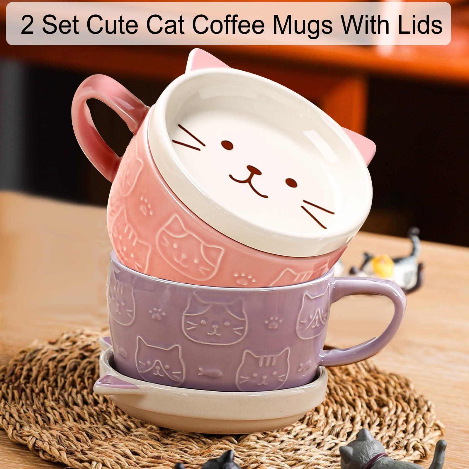 Tazza Gatto Kawaii In Ceramica Con Coperchio Multiuso - Regalo Perfetto Per Amanti Dei Gatti - 2