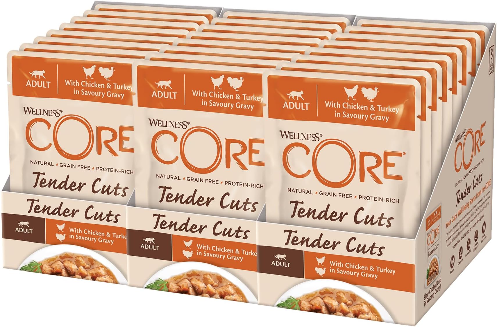 Tender Cuts 24 x 85g, Chicken & Turkey – Wet Cat Food, Tender Pieces in Sauce, Grain-Free, Natural, Hypoallergenic, Protein-Rich, High Meat Content